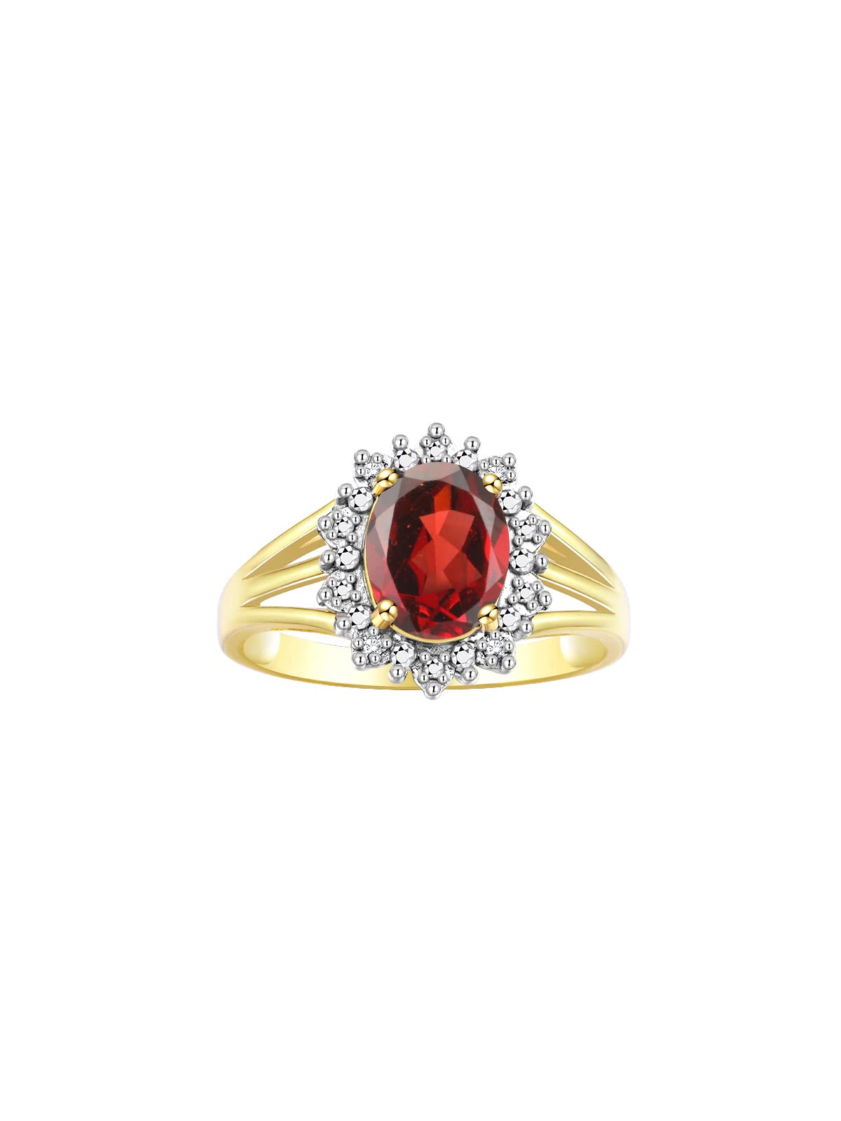 Rylos Women's Yellow Gold Plated Silver Princess Diana Ring & Pendant Set with Gemstone & Diamonds - 9X7MM Birthstone Jewelry for Friendship, Anniversary & Gift Giving (Sizes 5-10)