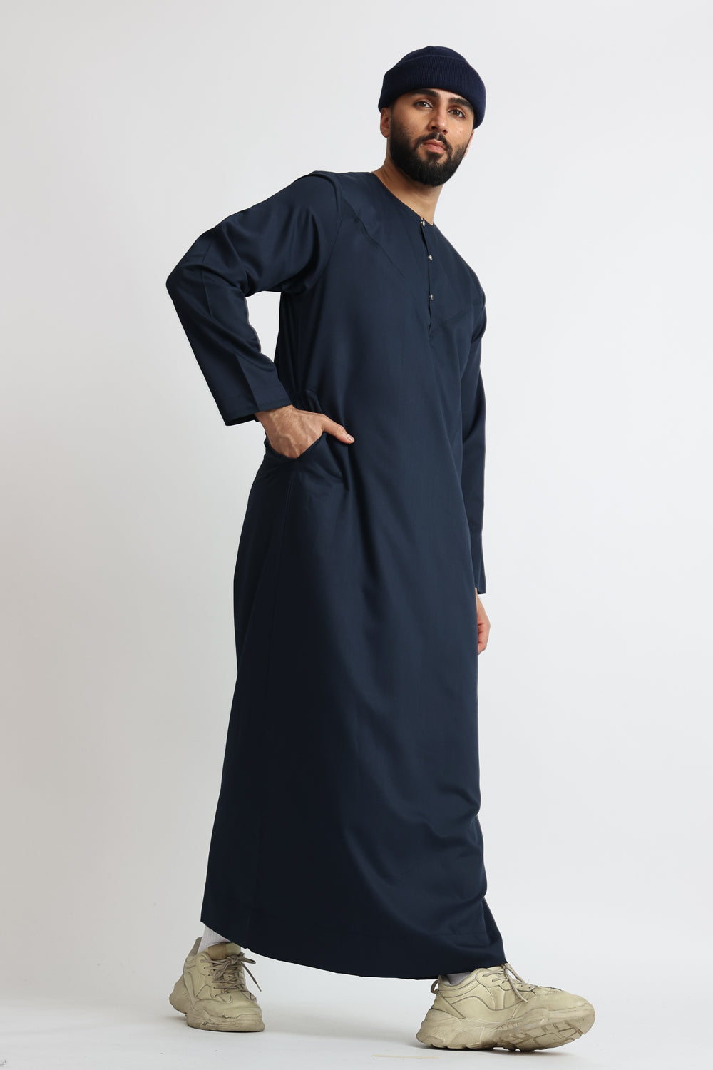 J1524 Dark Navy Omani Abaya - Premium Islamic Modest Dress for Women | Perfect for Prayer, Eid, and Special Occasions