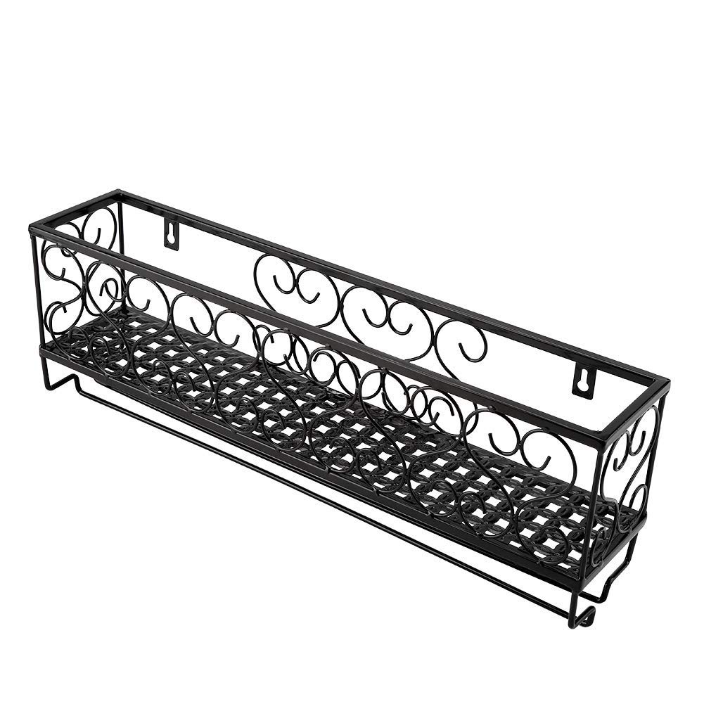 Wall Mounted Wine Rack with 6 Cork Wine Charms - 6 Bottle & Glass Holder for Kitchen, Bar, Dining Room - Space Saving Home Storage Solution for Champagne, Wine & Cocktail Glasses