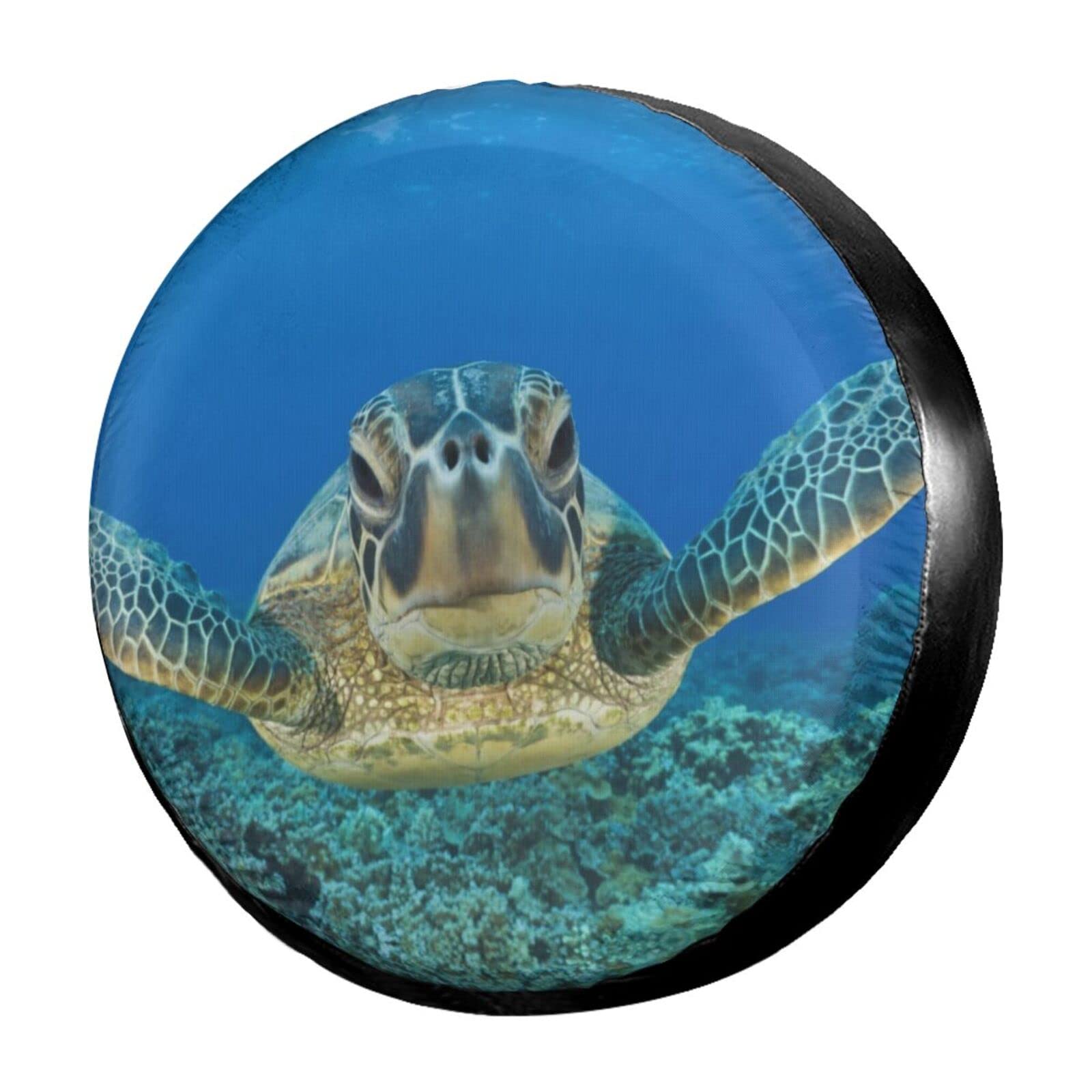 Waterproof Dust-Proof 15 Inch Spare Tire Cover with Lonely Sea Turtle Design - Fits Jeep, Trailer, RV, SUV & Most Vehicles | Perfect for Outdoor Adventures & Road Trips