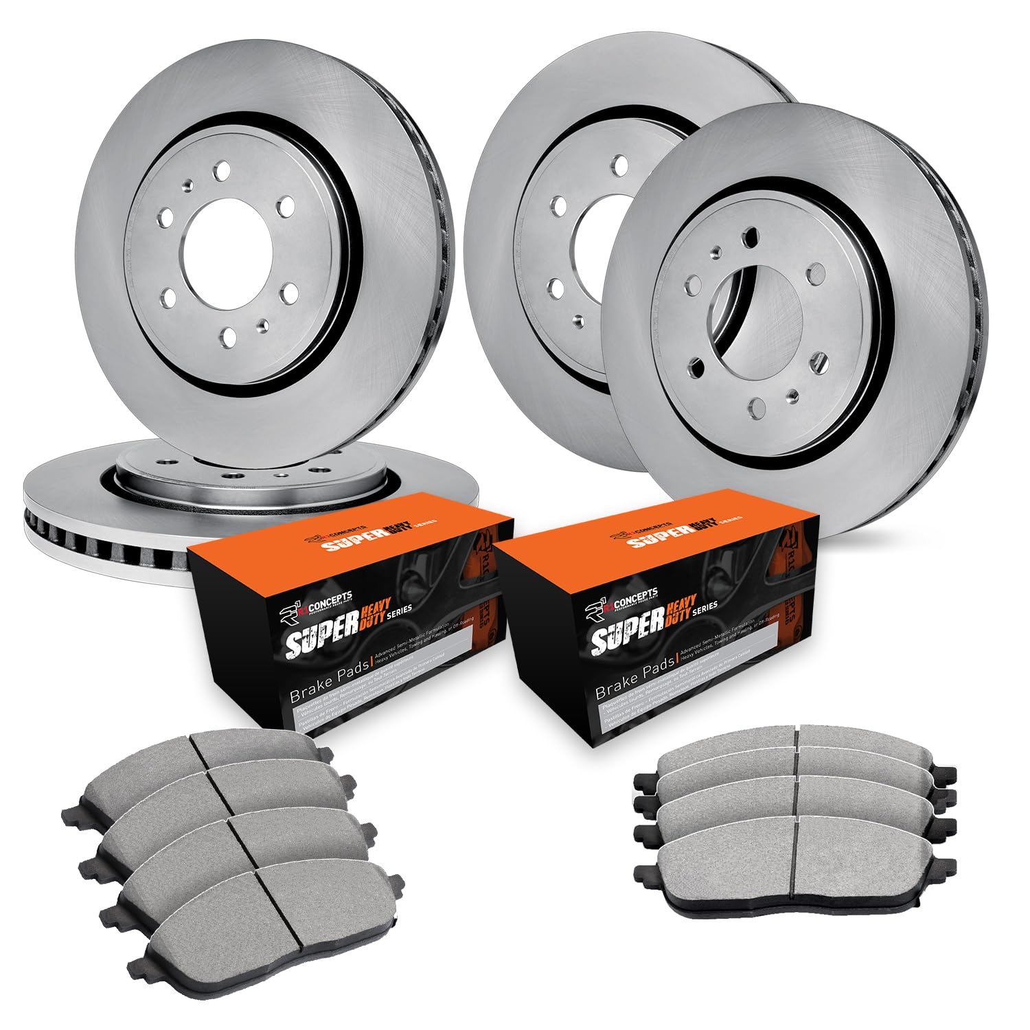 R1 Concepts Front & Rear Brake Pads and Rotors Kit - Semi-Metallic Brake System for Cars, Trucks, SUVs | High-Performance Braking for Daily Commute & Highway Driving | CEB.48019.04