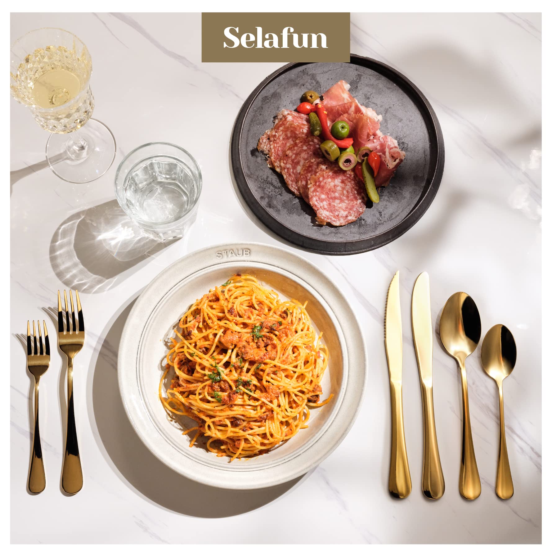 Premium 12-Piece Gold Flatware Set - Stainless Steel Silverware Cutlery for Home & Restaurant Use - Dishwasher Safe Tableware Service for 2 - Perfect for Dinner Parties, Weddings & Fine Dining Experiences