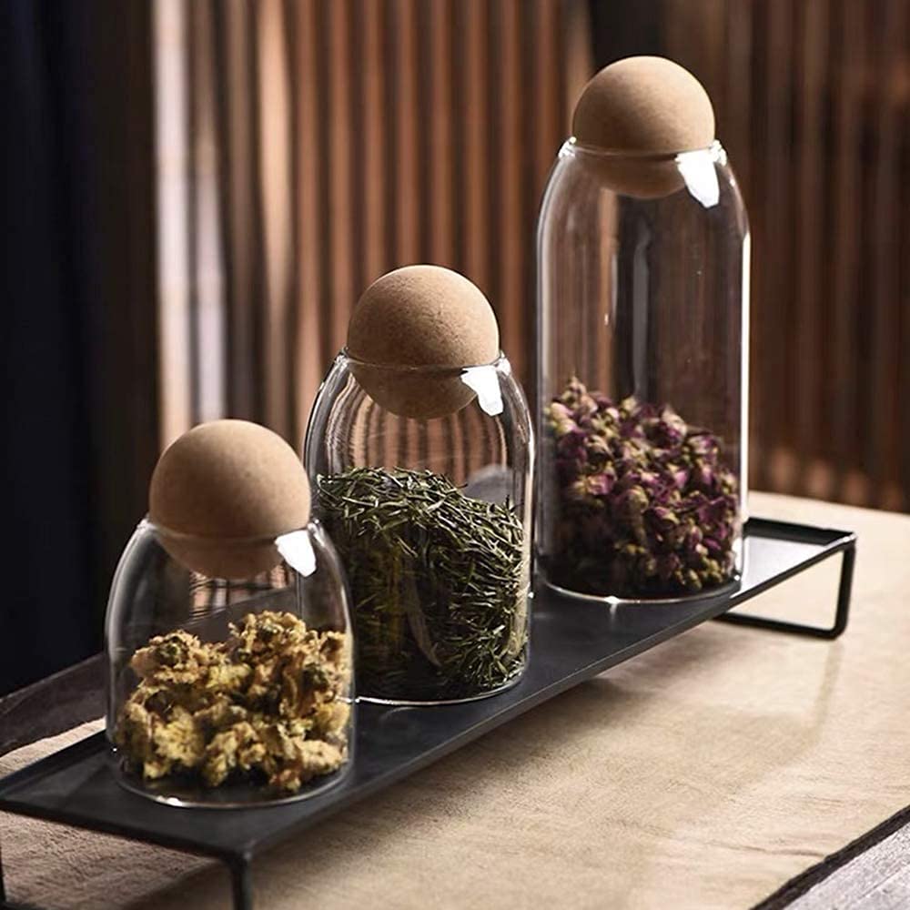 Glass Jars with Cork Stoppers - Set of 3 Airtight Spice Storage Containers for Tea, Coffee, Sugar & Nuts | Perfect for Kitchen Pantry Organization & DIY Herb Storage