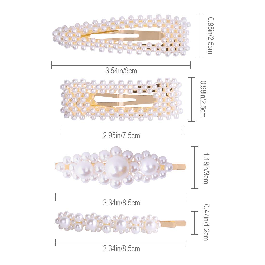 4 Pcs Pearl Hair Clips for Women & Girls - Jamieya Pearls Hair Barrettes & Pins, Elegant Headwear Styling Tools & Hair Accessories for Weddings, Parties & Daily Wear