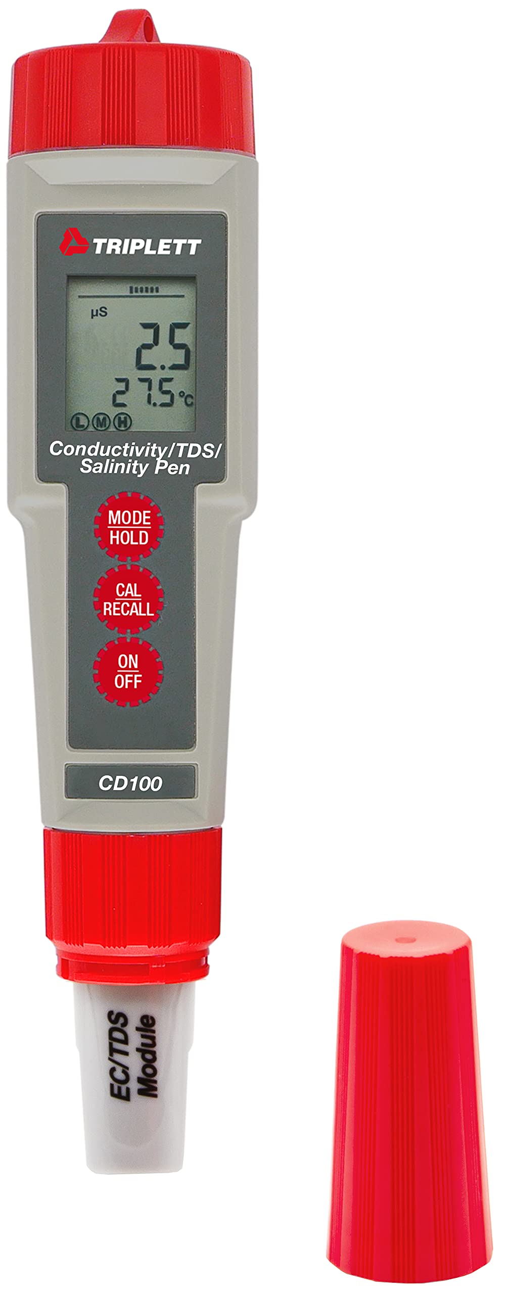 Triplett CD100 Waterproof Conductivity TDS Salinity Meter Pen with Temperature Sensor - Ideal for Aquariums, Pools, Hydroponics & Water Quality Testing