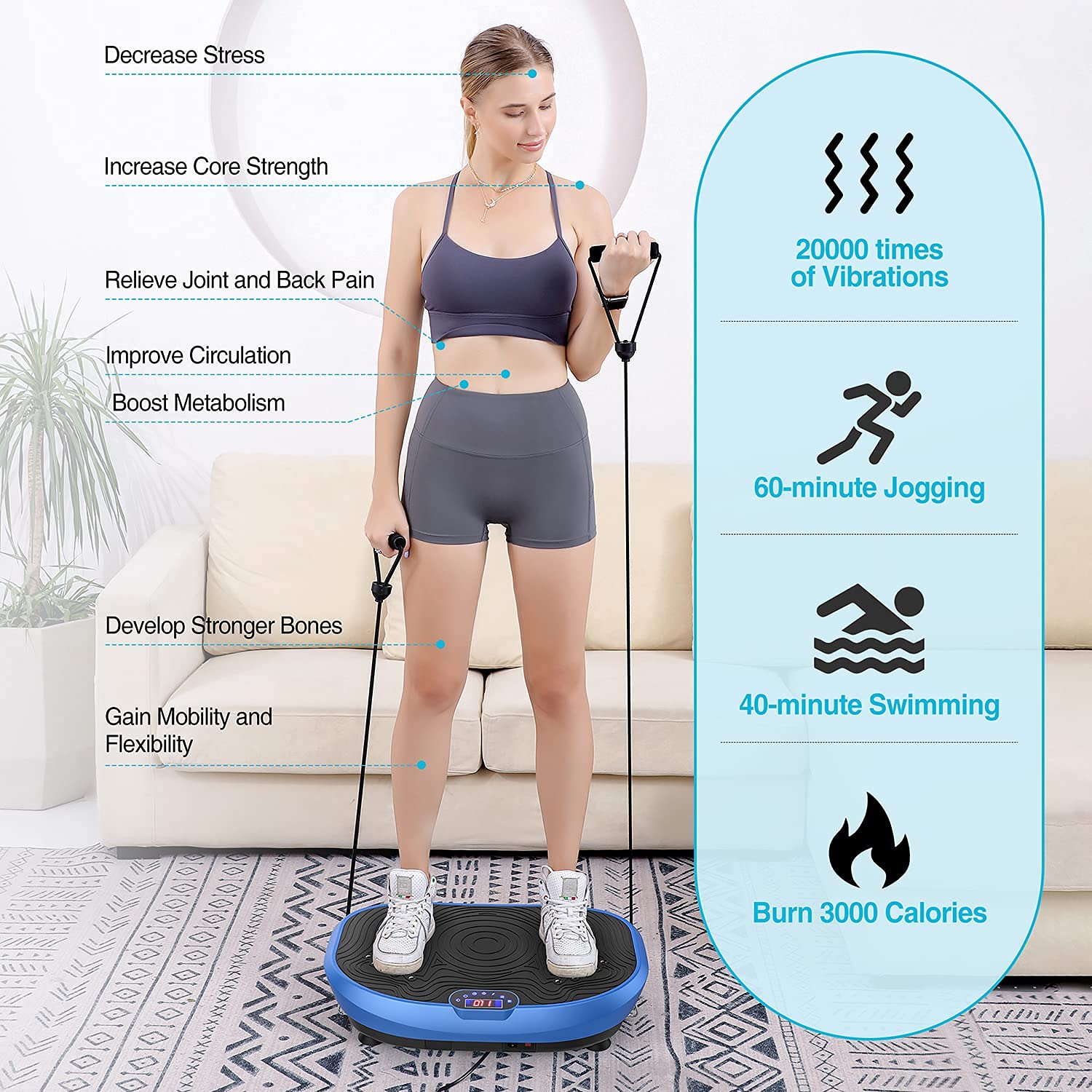 AXV Vibration Plate Exercise Machine - Whole Body Workout Platform for Weight Loss, Toning & Fitness | Home Gym Equipment for Women & Men | Perfect for Small Spaces, Post-Workout Recovery & Wellness Routines