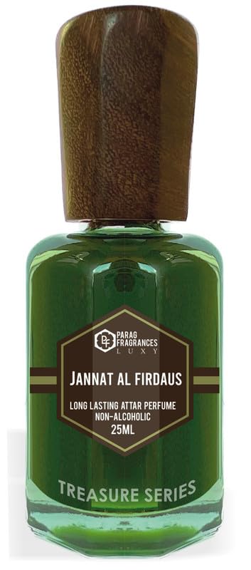 Parag Fragrances Jannat Al Firdaus Attar 25ml - Premium Natural Long-Lasting Perfume Oil for Men | Alcohol-Free Musk Scent for Worship, Pooja & Daily Wear | Treasure Series Ittar Gift Set