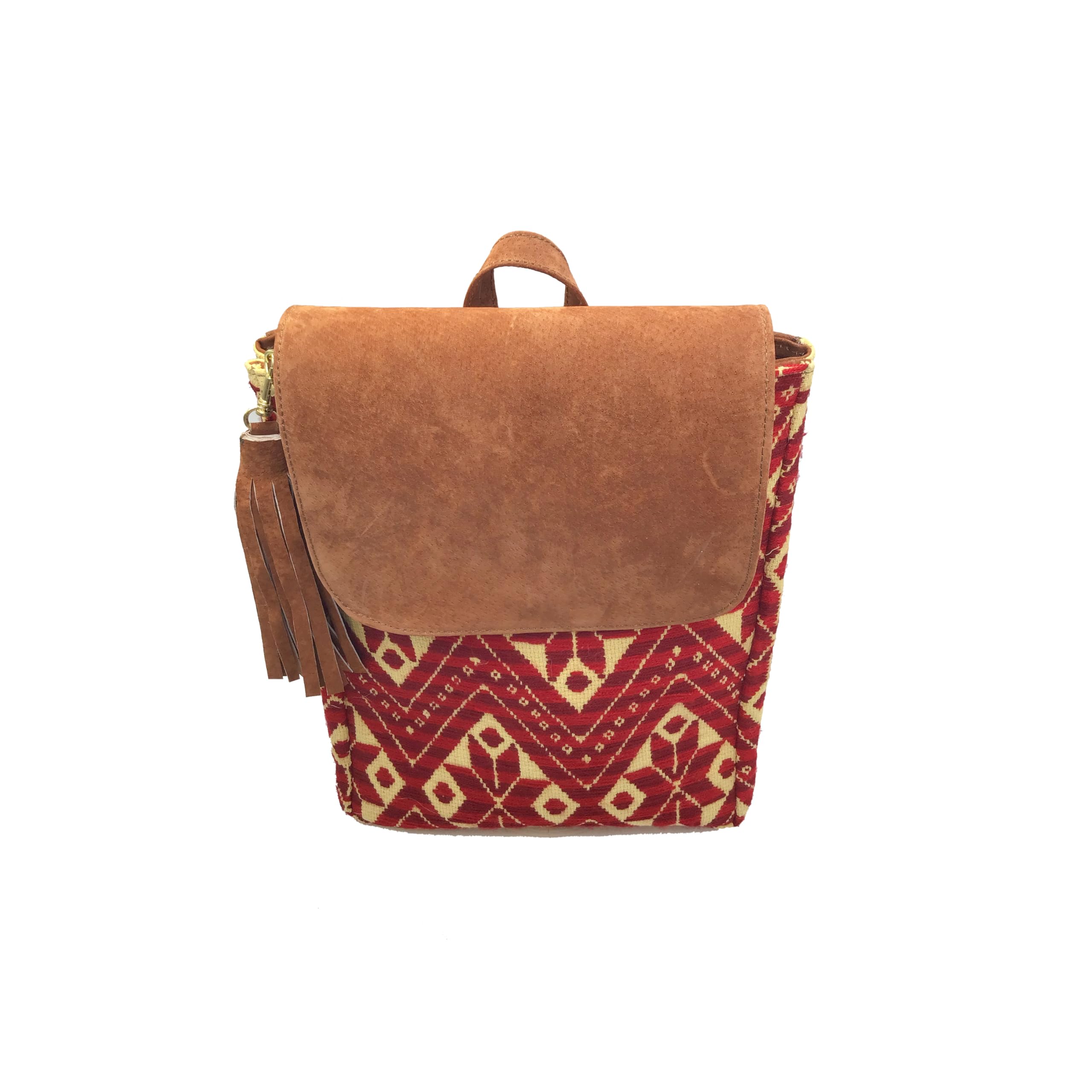 Handmade Mexican Leather Backpack 'María' by Jühue Artesanal - Pink Embroidered Unique Piece | Perfect for Travel, Work & Everyday Use