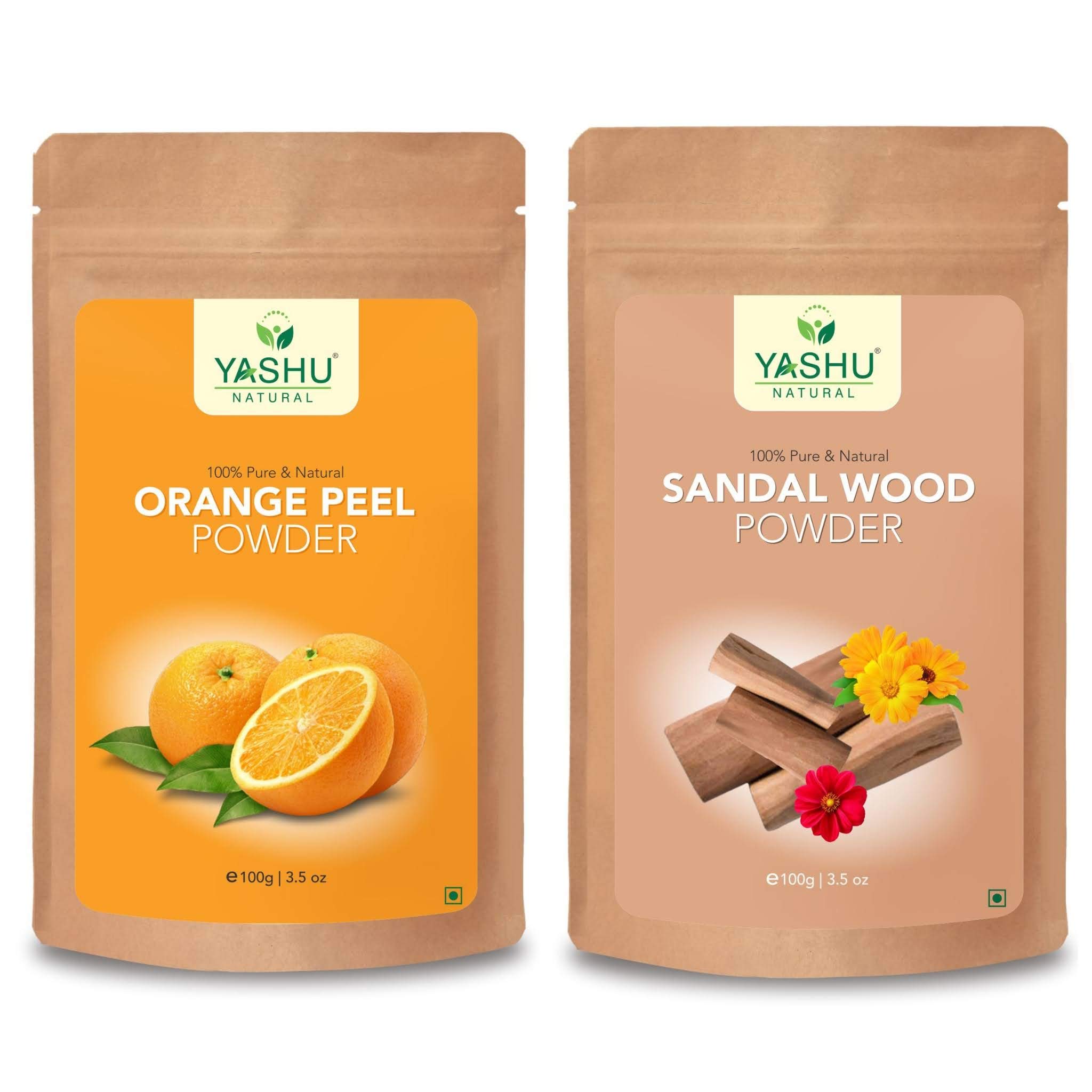 YASHU Pure Organic Orange Peel & Sandalwood Face Powder - Skin Brightening & Glow Treatment | Detan & Even Skin Tone | 200g | Natural Ayurvedic Skincare for Daily Use & Special Occasions
