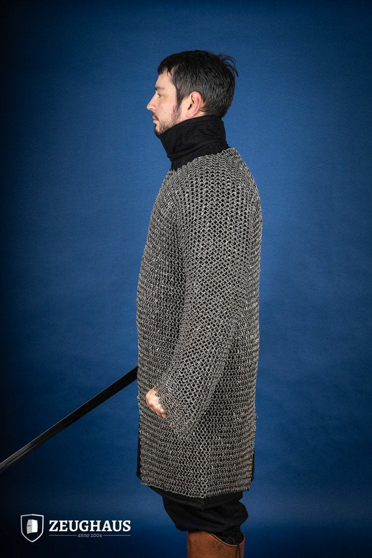 Chainmail Hauberk - 10mm Steel Round Ring Riveted Medieval Armor for LARP, Cosplay & Historical Reenactment | Oil Finished for Durability & Authentic Look