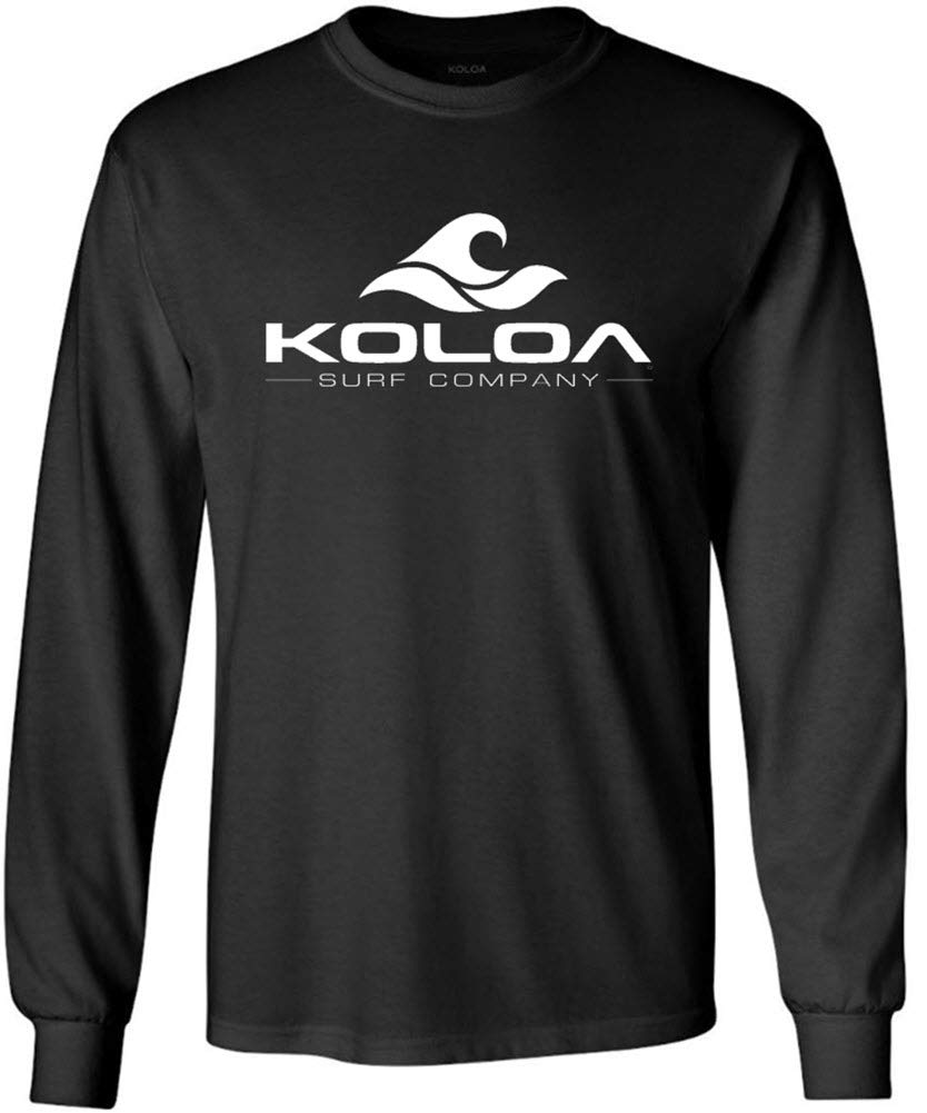 Koloa Surf Wave Logo Long Sleeve Heavy Cotton T-Shirt for Men - Regular, Big & Tall Sizes - Comfortable Surfing & Casual Wear