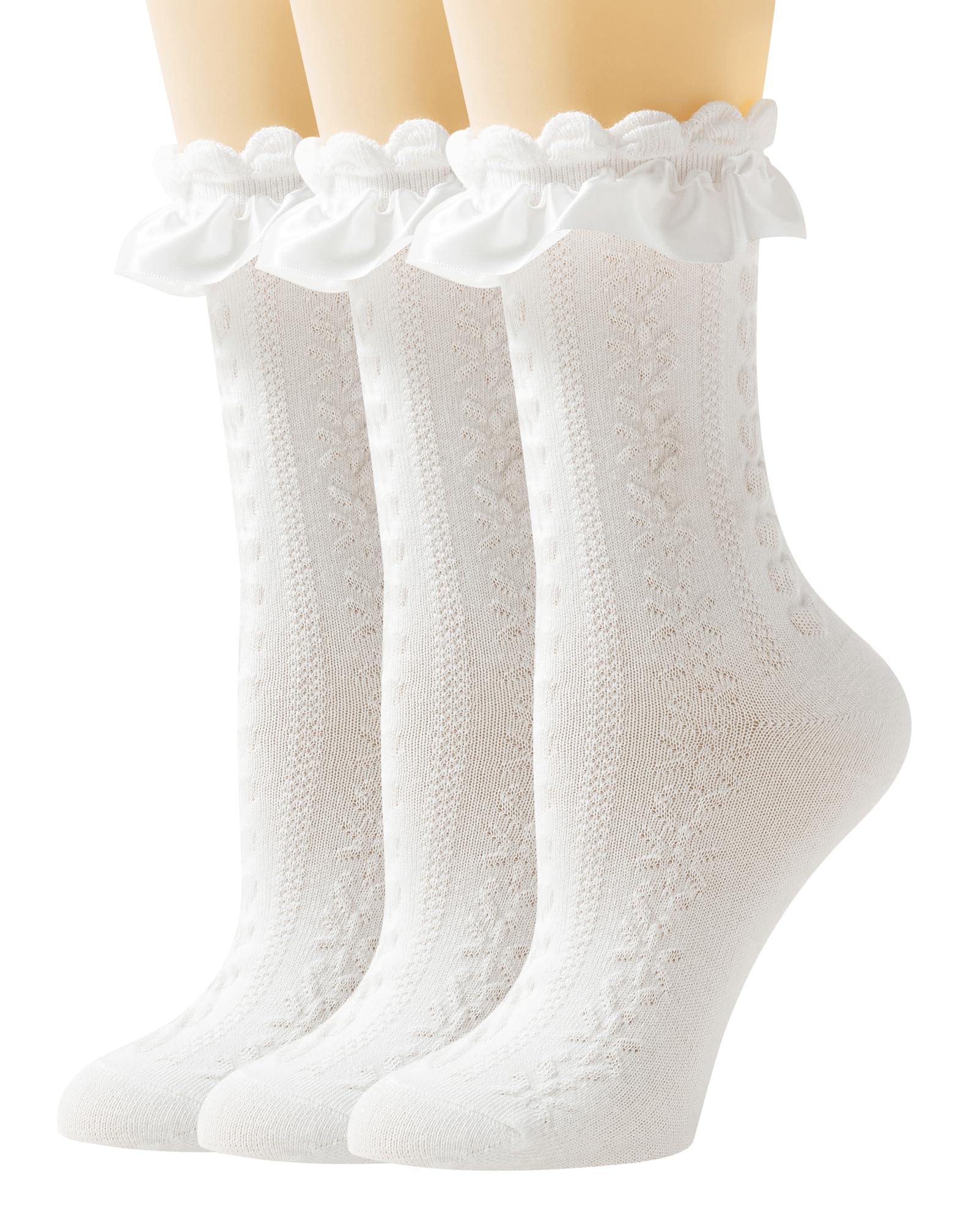 Women's Lace Ruffle Socks - Cotton Frilly Ankle Socks for Princess Lolita Style | Comfortable & Cute Socks for Ladies and Girls | Perfect for Cosplay, Tea Parties, and Everyday Fashion