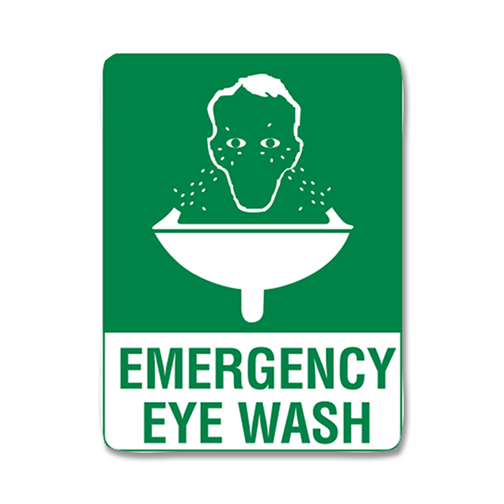 Small Poly Emergency Eyewash Sign 30 x 22.5cm - Durable Safety Sign for Laboratories, Factories & Workplaces - Eye Wash Station Marker
