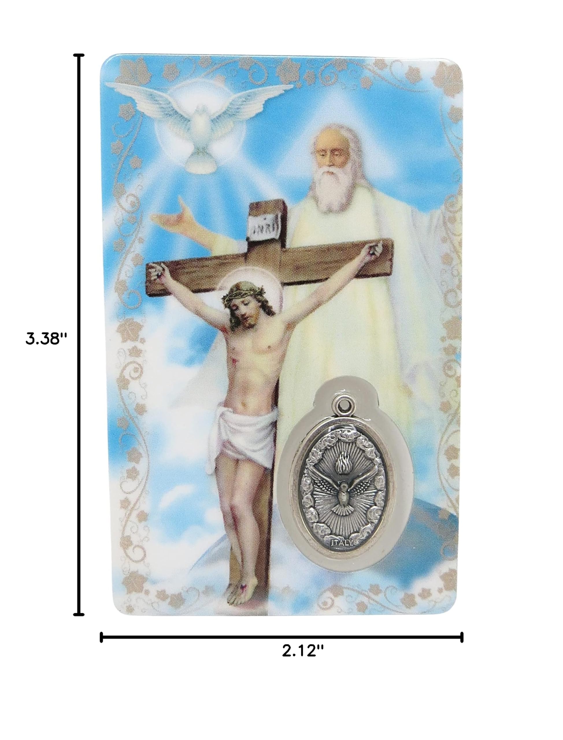 Holy Trinity Prayer Card Set - Father, Son & Holy Spirit Medal with Prayers - Catholic Bookmark & Bible Page Holder - 3.38 Inch Religious Gift (Pack of 3) - Perfect for Daily Devotion, Bible Study & Church Worship