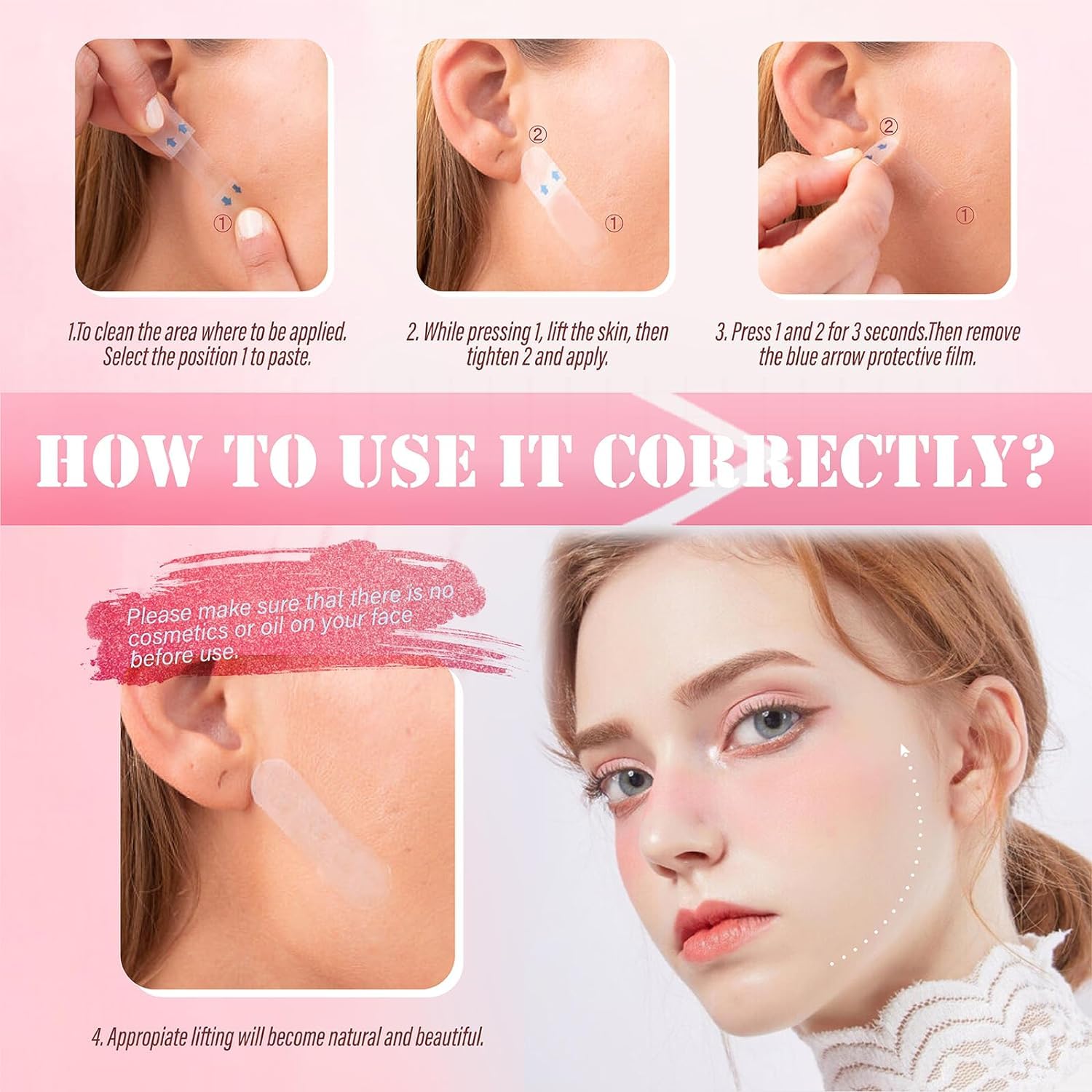 120pcs Invisible Face Lift Tape for Jowls & Double Chin - Instant Lifting for Saggy Skin - Secret Makeup Essential