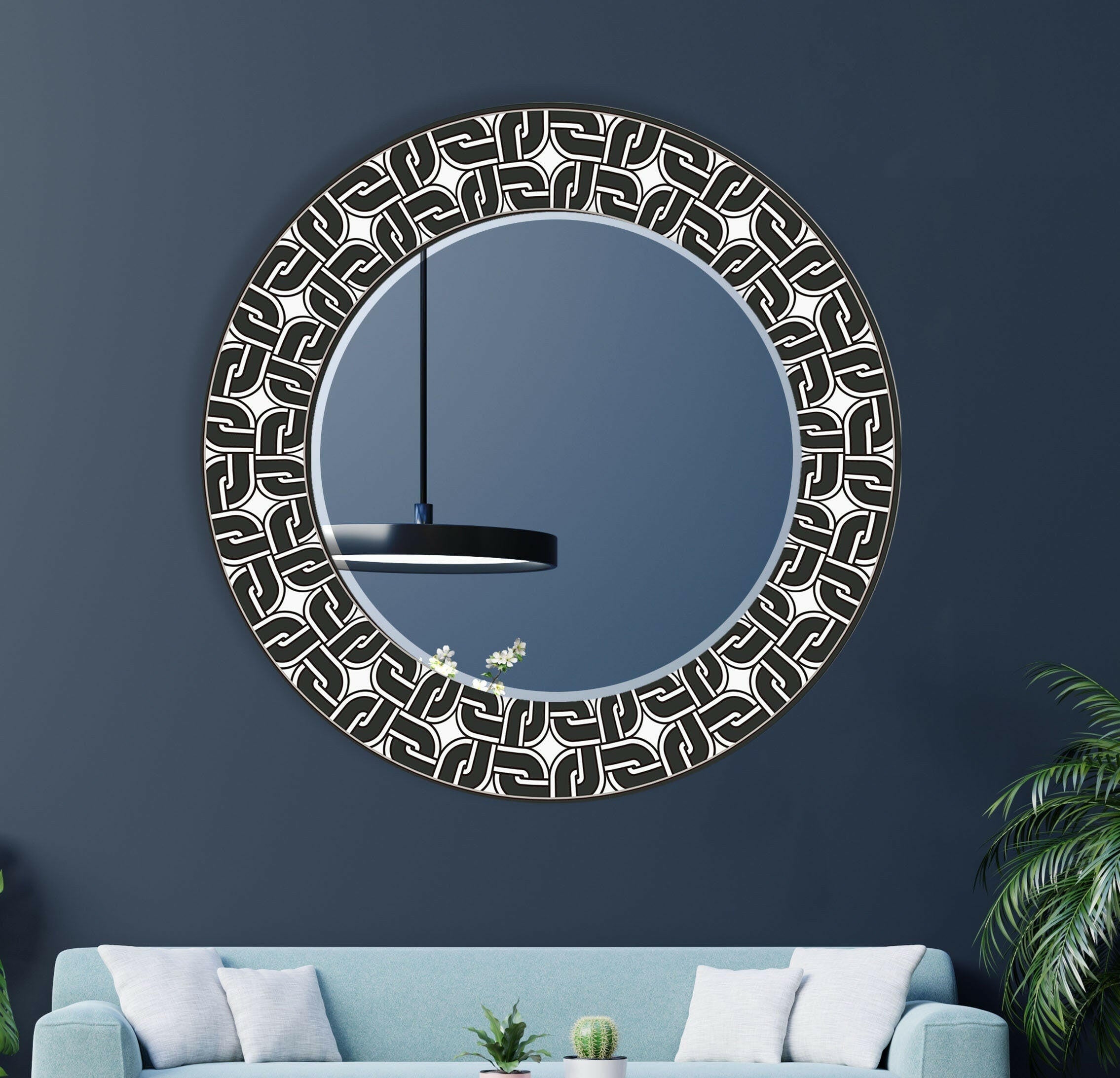 Stylish Black Round Wall Mirror - Decorative Home Decor for Living Room, Bedroom & Bathroom - Perfect for Vanity, Entryway & Modern Interior Design