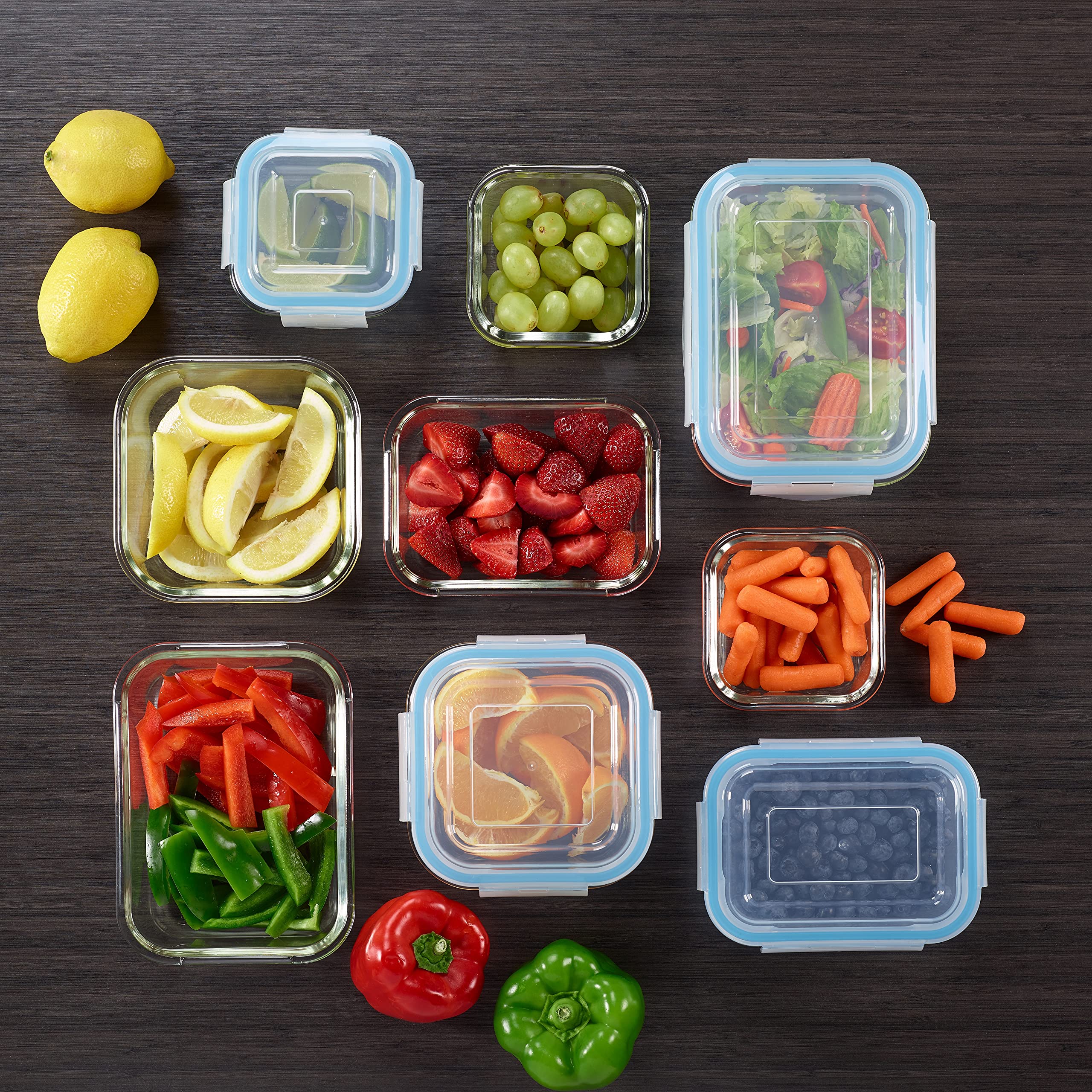 1790 Glass Food Storage Containers with Lids - 11 Pack Airtight Meal Prep Containers | Leakproof Glass Lunch Boxes | Oven & Microwave Safe up to 550℉ (22pc Set) for Meal Prep, Leftovers & Office Lunch Storage