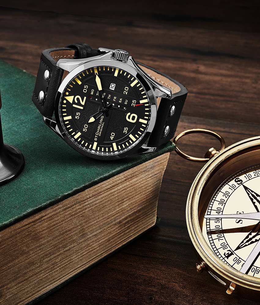 Aeronaut 3916 43mm Quartz Aviator Watch for Men - Stylish Pilot Chronograph for Aviation Enthusiasts & Everyday Wear