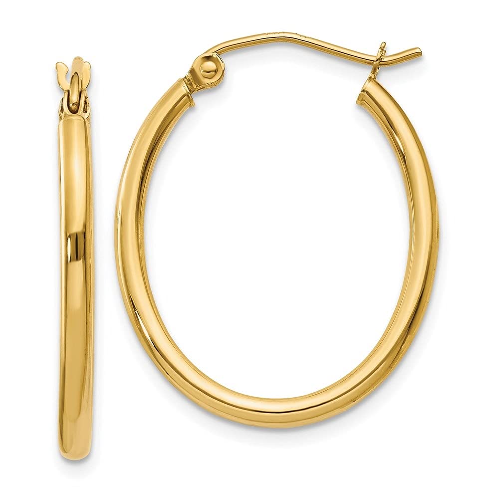14K Solid Yellow Gold Oval Hoop Earrings for Women | Diamond2Deal Fine Jewelry | Elegant Everyday Wear & Special Occasion Gift