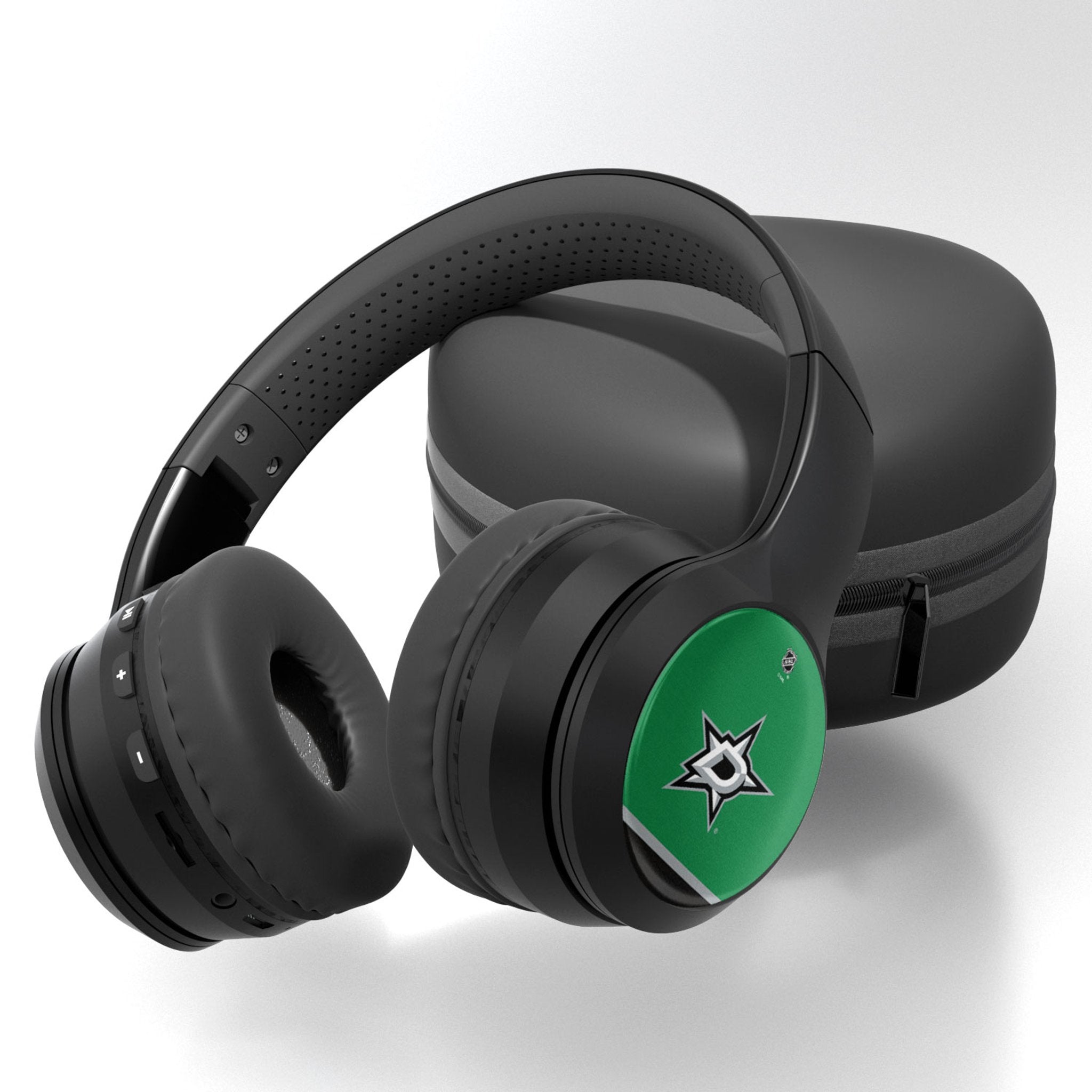 Dallas Stars Stripe Wireless Bluetooth Over-Ear Headphones with Noise Cancelling & Built-in Mic - Perfect for Gaming, Travel, and Work (Includes Carrying Case)