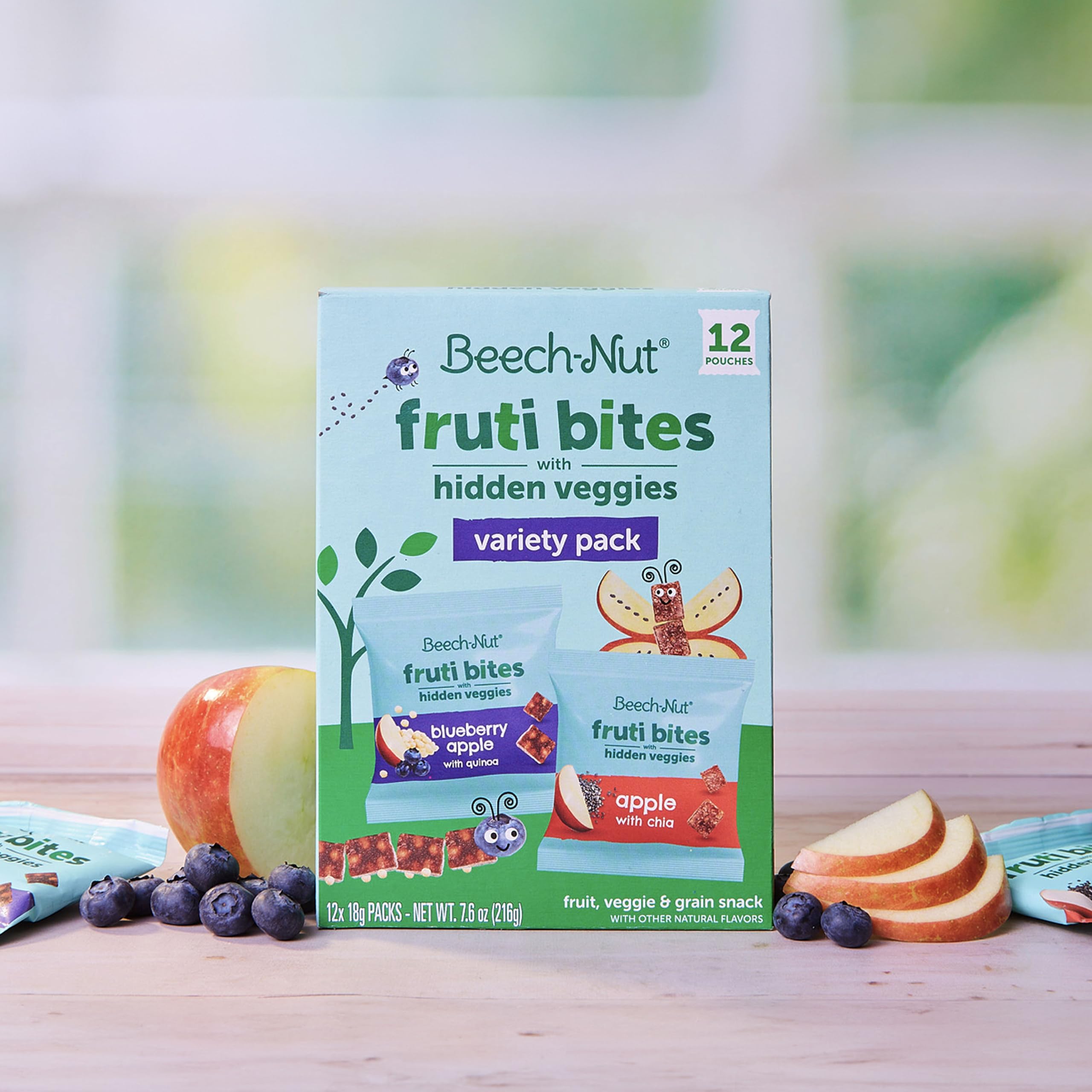 Beech-Nut Toddler Snacks Fruti Bites with Hidden Veggies, Quinoa & Chia - Healthy Fruit Snack Variety Pack for Babies & Toddlers (6 Boxes, 72 Individually Wrapped Packs) - Perfect for On-the-Go, Lunchboxes & Healthy Snacking