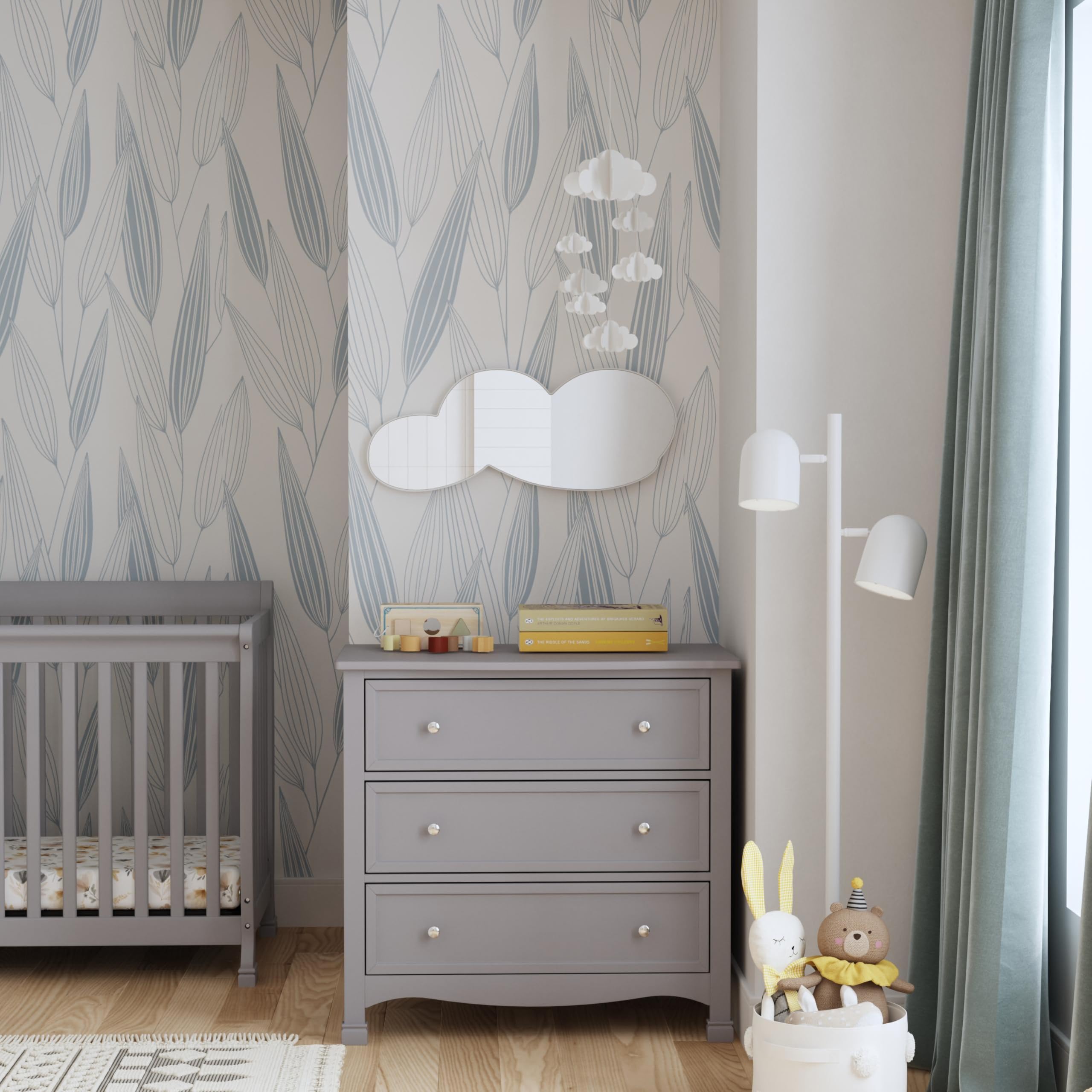 DaVinci Kalani 3-Drawer Grey Dresser for Nursery & Kids Room - Modern Baby Furniture with Ample Storage Space