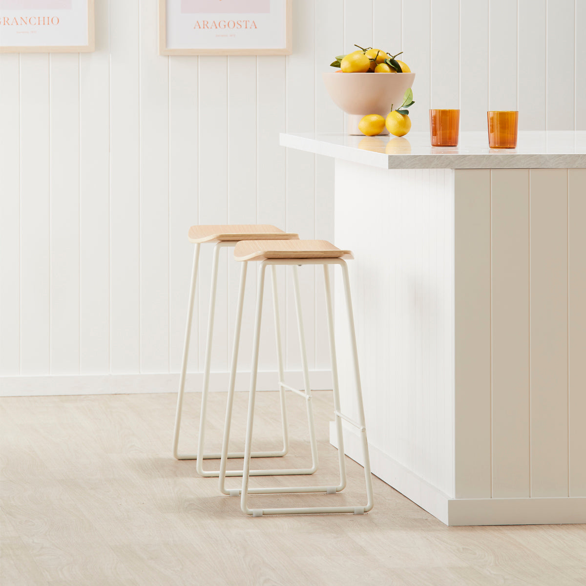 Hendrix Backless Oak Bar Stool - Modern Kitchen & Dining Counter Height Stool for Home, Bar, Restaurant, and Cafe Use