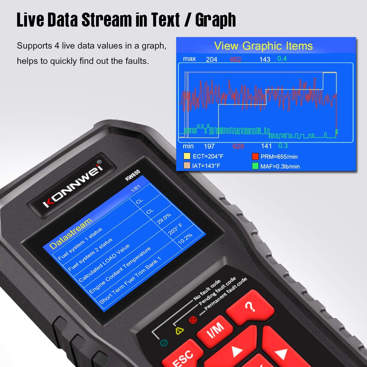 KW850 OBD2 Scanner & KW650 Car Battery Tester - Professional Automotive Diagnostic Tool for Engine Fault Codes & Battery Health Check - Perfect for Mechanics, DIY Enthusiasts & Roadside Emergencies