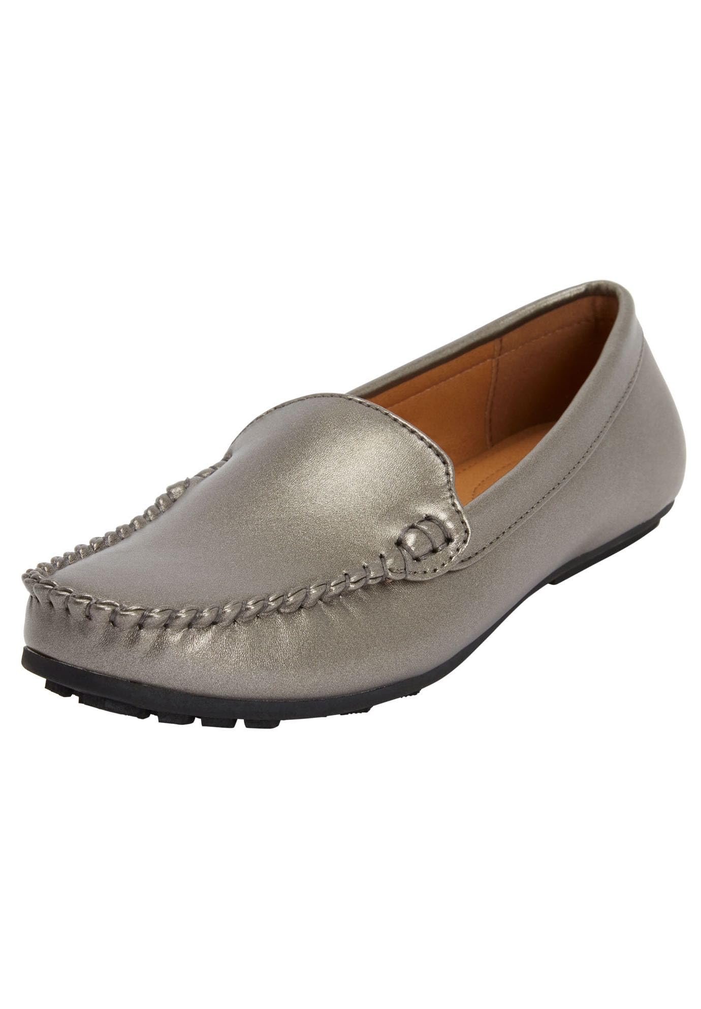 Comfortview Women's Wide Width The Milena Moccasin - Soft Slip-On Loafers for Casual Wear & Indoor Comfort
