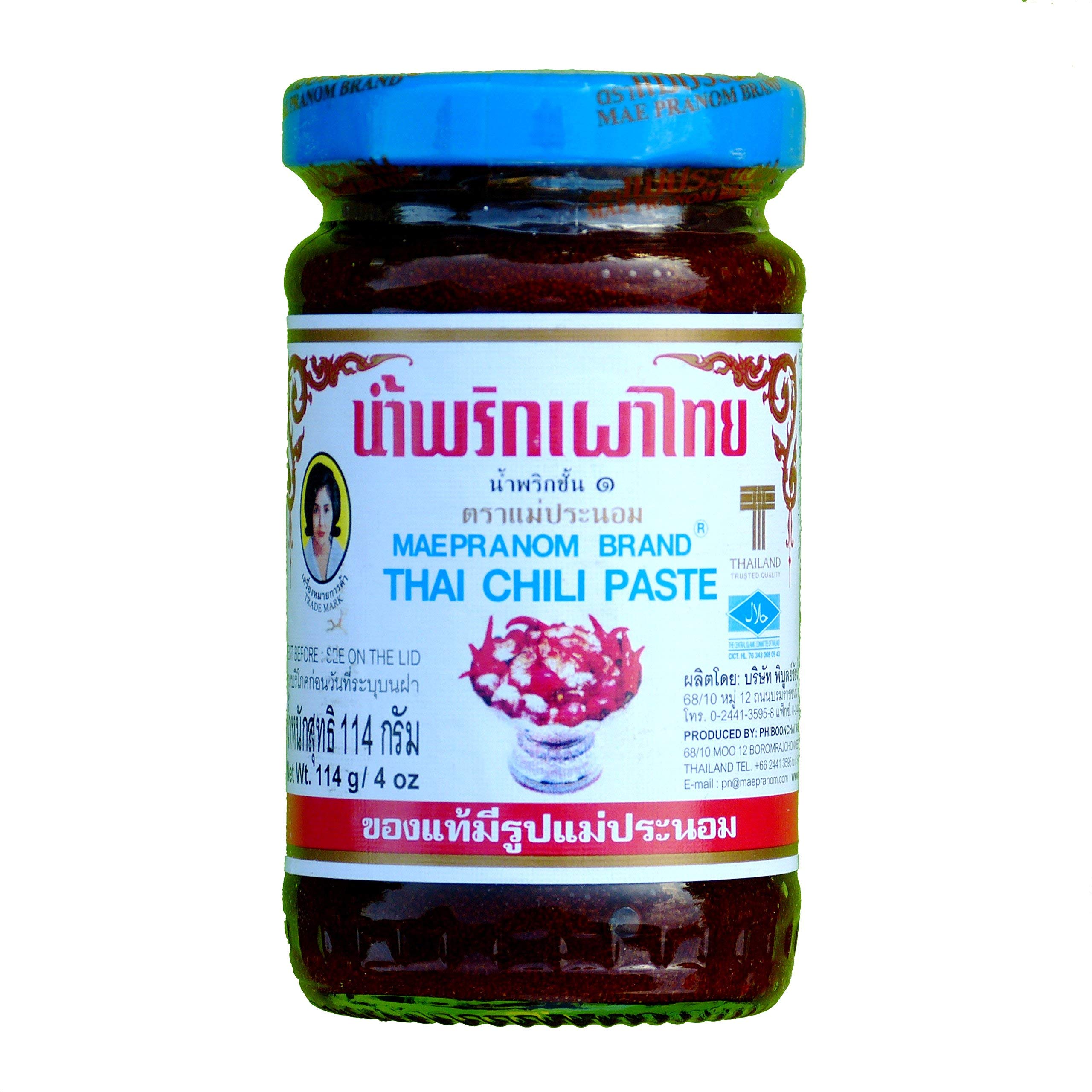 Authentic Mae Pranom Thai Chili Paste for Tom Yum Soup - 4 Pack (4oz/114g Each) - Premium Spicy Cooking Sauce for Thai Cuisine, Hot Pot, Stir Fry & Asian Dishes