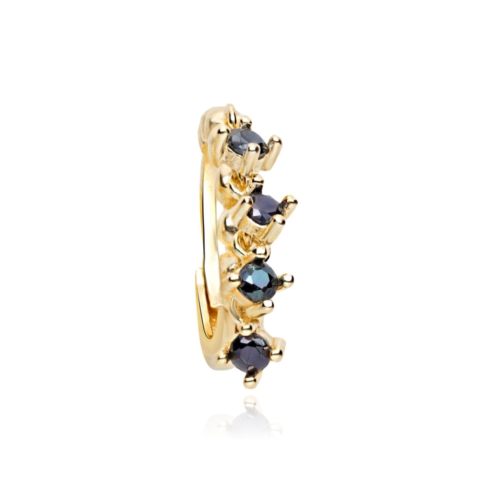 14K Yellow Gold Black Onyx Hoop Earrings for Women - Elegant Dangle Earrings for Party, Wedding & Everyday Wear