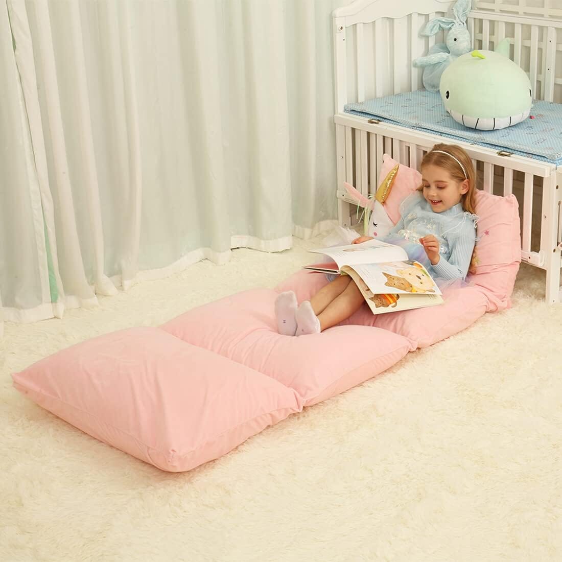 Unicorn Kids Floor Pillow - Soft Bed Seat Cover for Girls, Queen Size - Perfect for Playroom, Bedroom, and Cozy Reading Nook