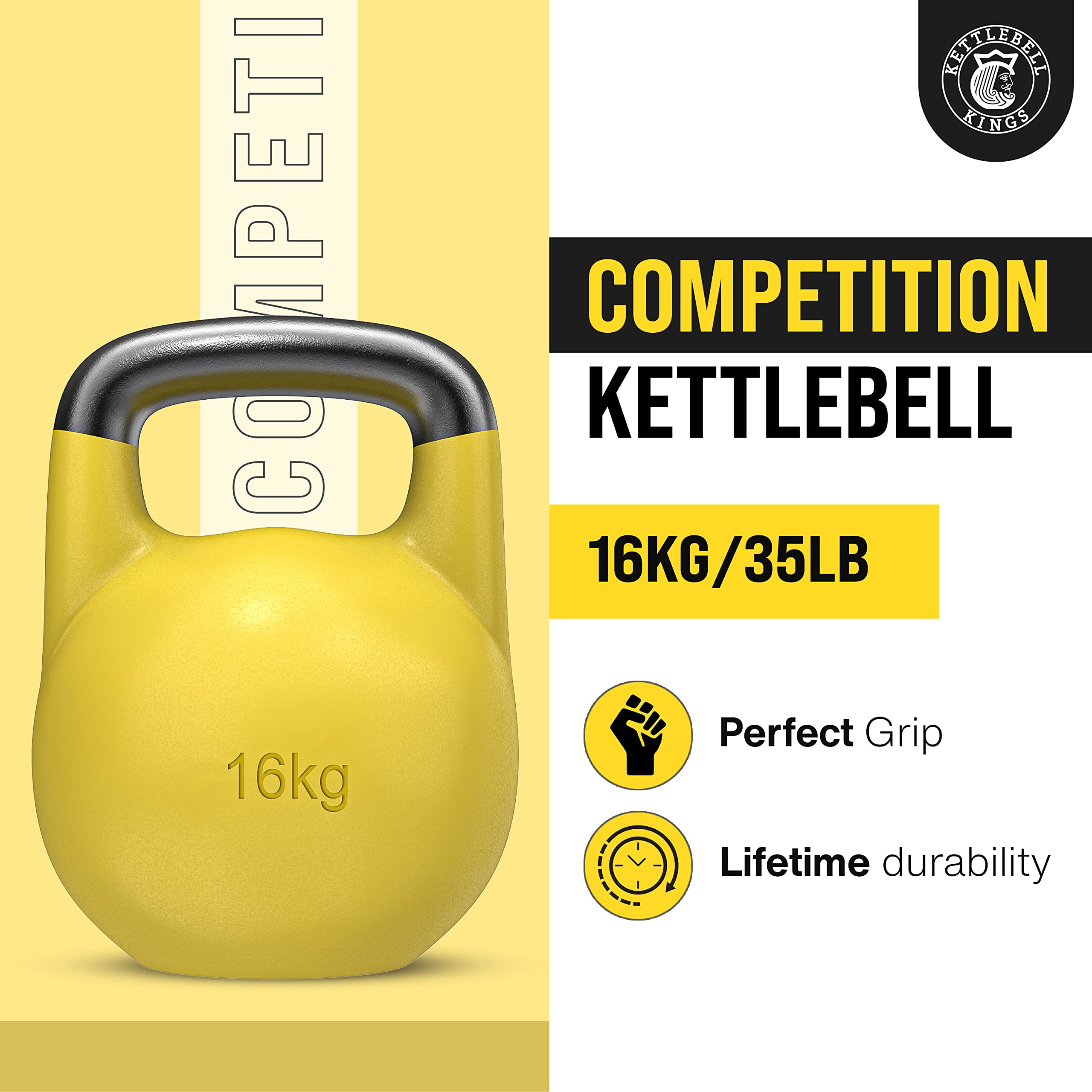 Kettlebell Kings Competition Kettlebells 8-48kg (35mm Handle) - Premium Gym Equipment for Strength Training & HIIT Workouts | Perfect for Home Gym, CrossFit & Functional Fitness | Ideal for Men & Women | Durable for High Repetition Exercises