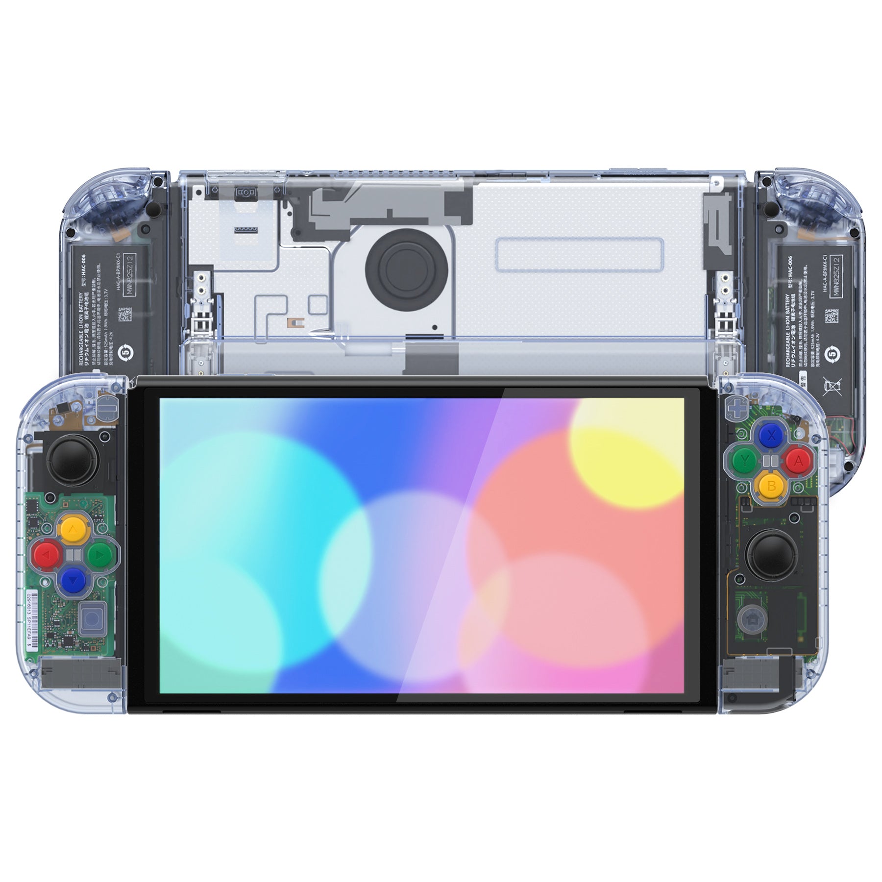 eXtremeRate Crystal Clear Glacier Blue Full Shell Set for Nintendo Switch OLED - Replacement Back Plate, Kickstand, Joycon Controller Housing & Buttons | Perfect for Gaming, Travel & Customization