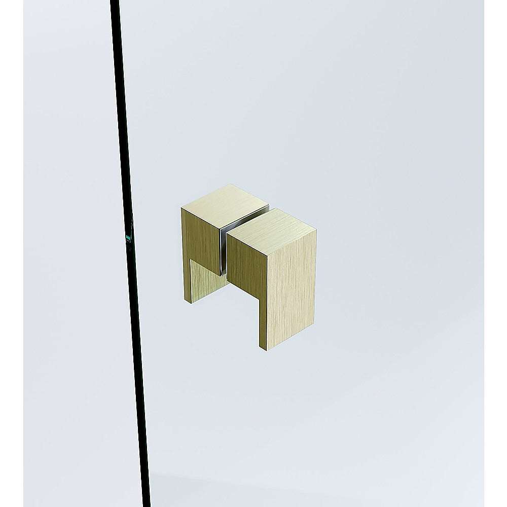 120cm Frameless Shower Screen with Gold Brackets & Stainless Steel Hinges - Square Double Pull Handle for Bathroom - Perfect for Modern Home, Hotel, and Spa Renovations