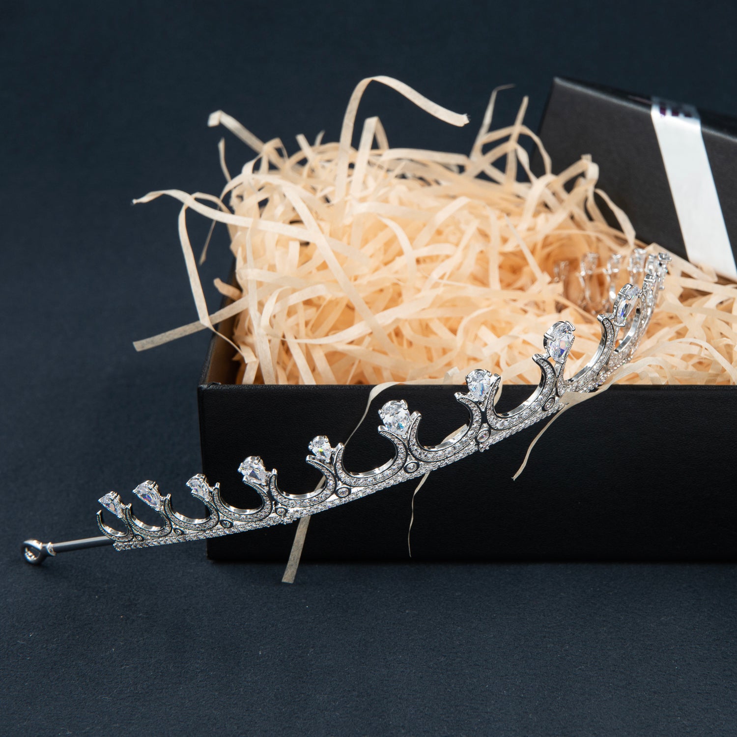 Elegant Cubic Zirconia Moon Tiara for Brides | Wedding Hair Jewelry CH10425 | Perfect for Bridal Showers, Weddings & Special Occasions
