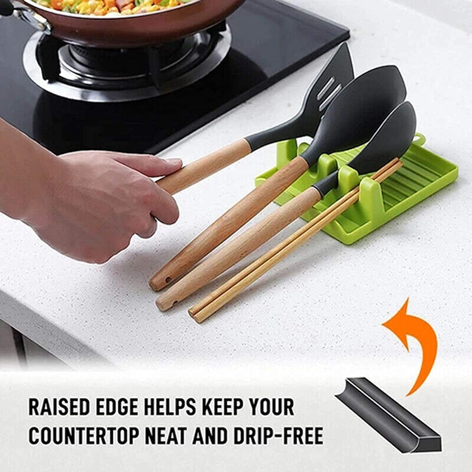 Shivansha Enterprise 4-Slot Kitchen Utensil Holder - Multifunctional Plastic Spoon & Pot Clip Organizer for Stove, Pan Lid Rack (1 Piece) - Perfect for Cooking, Baking & Kitchen Organization