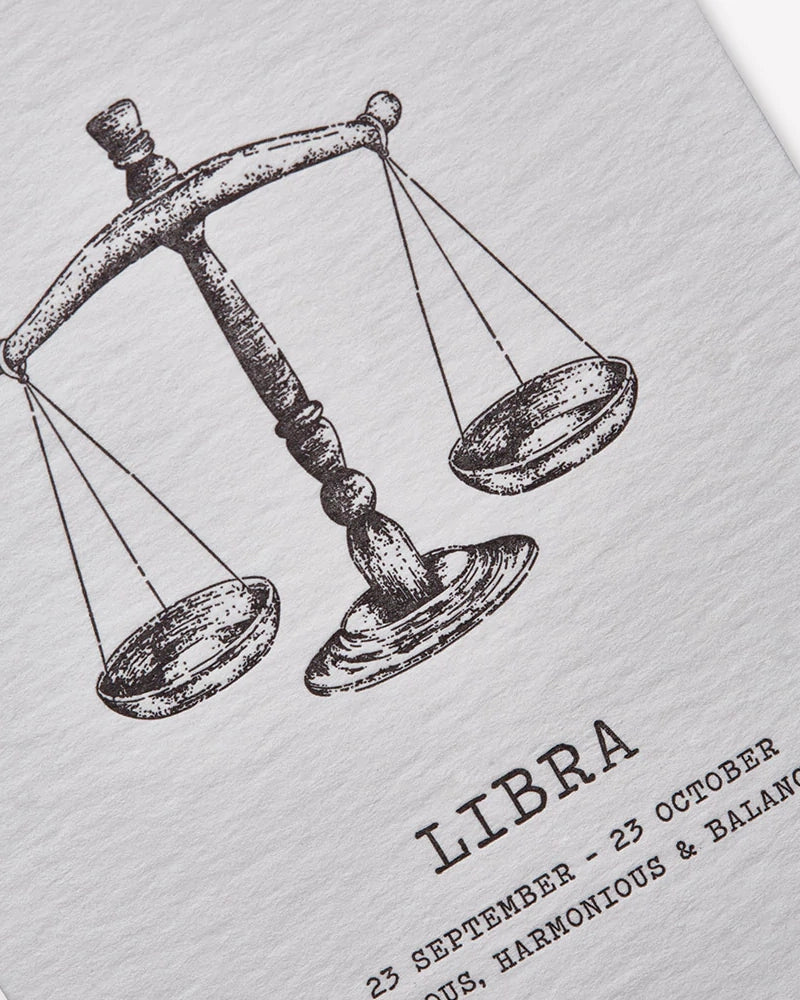 Zodiaque Moon Libra Letterpress Greeting Card - Elegant Astrology Birthday Card for Libra Zodiac Sign | Perfect for Birthdays, Anniversaries & Special Occasions