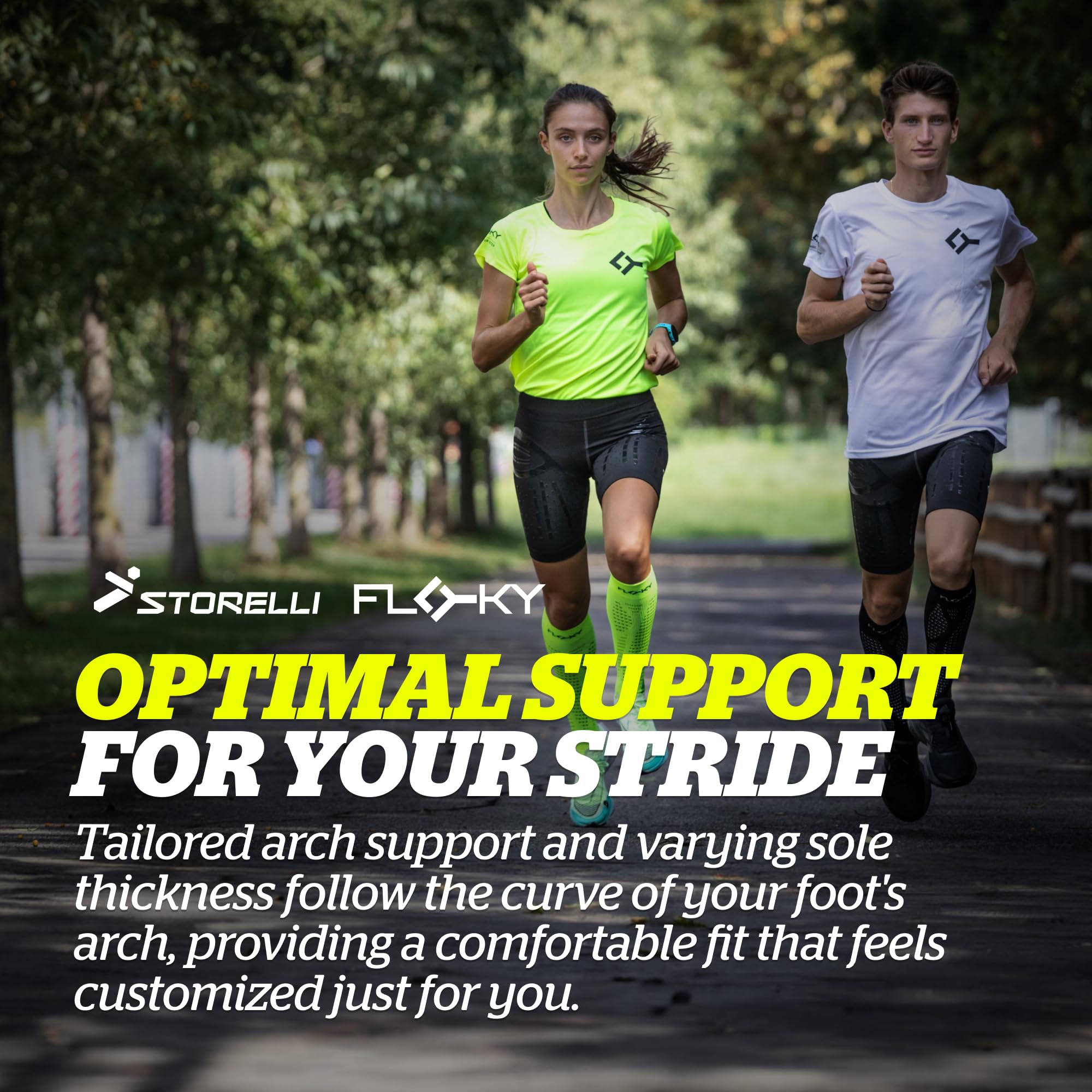 Storelli Run Up Socks by Floky - High Performance Running Socks for Men & Women, Breathable Compression Athletic Socks for Marathon, Jogging & Workout - Enhance Speed & Reduce Fatigue