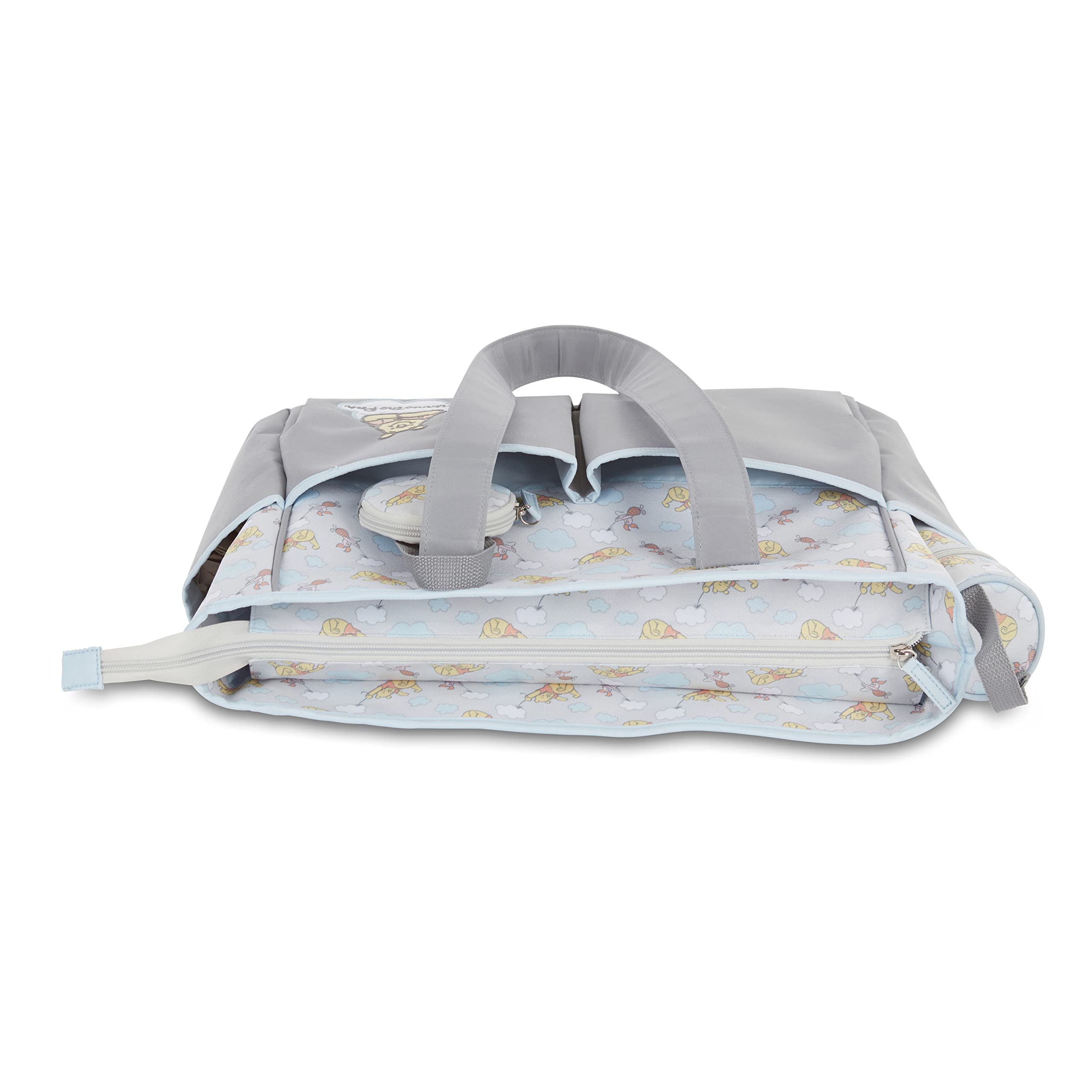Cudlie Large Winnie The Pooh Print Diaper Bag with Changing Pad - Perfect for Baby Essentials, Travel & On-the-Go Parents
