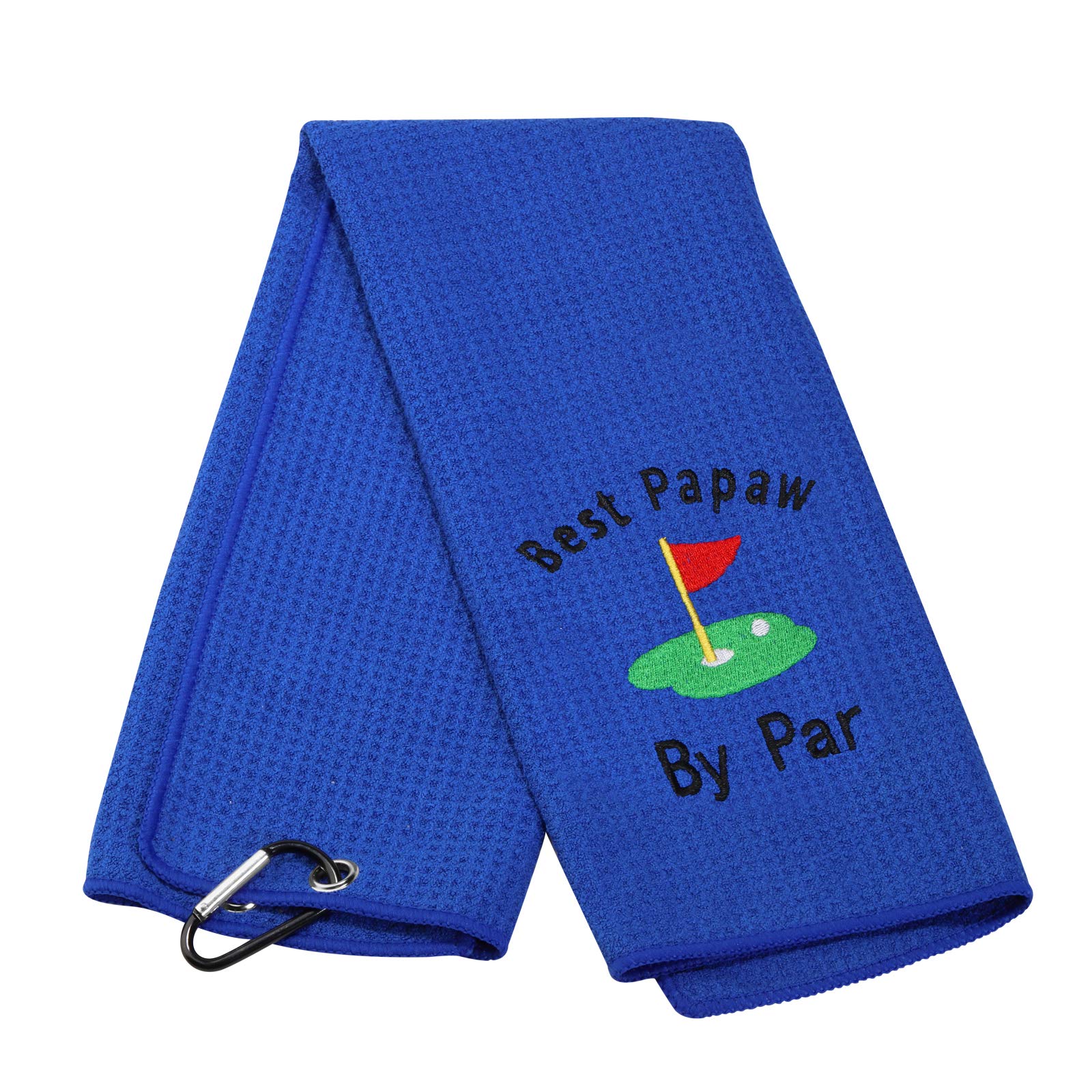 LEVLO Embroidered Golf Towel with Clip - Perfect Gift for Dad, Father's Day, Pops, Grampy, Papaw & Opa - Durable & Absorbent Golf Accessories for Men - Ideal for Golf Courses, Driving Range & Sports Events