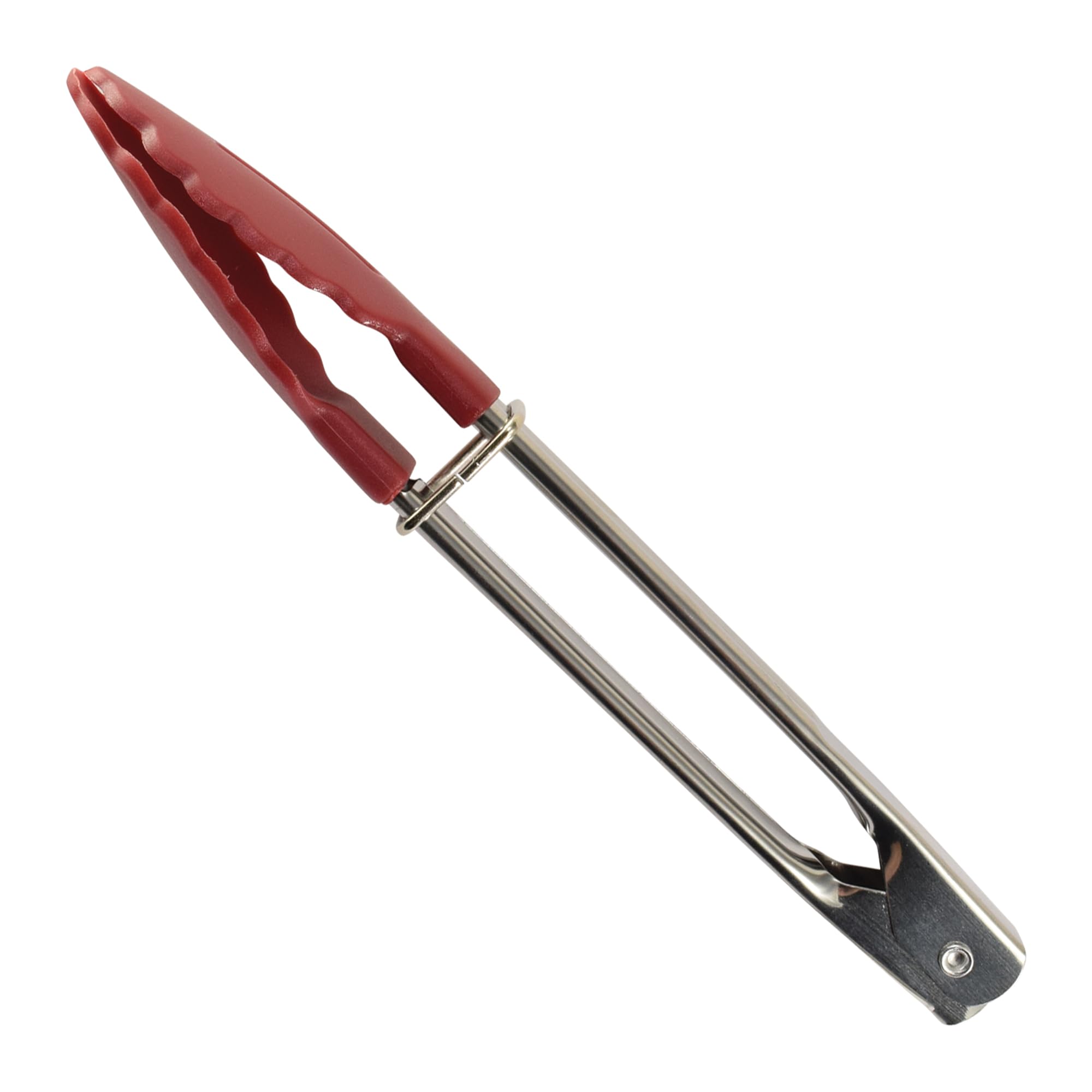 CybrTrayd Mini Tongs 7 Inch - Small Kitchen Tongs for Cooking, Serving, Salad, BBQ - Heat Resistant & Non-Slip Grip - Perfect for Restaurants, Picnics, and Home Use (Red)