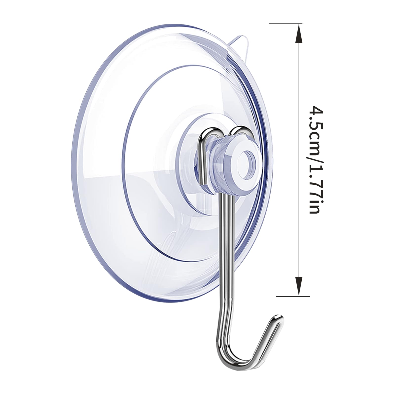 15 Pack Clear Suction Cup Hooks (1.77 Inch) - Reusable PVC Suction Hooks with Removable Stainless Steel Hooks for Glass Windows, Shower, Bathroom Decor - Perfect for Hanging Towels, Plants, and Kitchen Utensils
