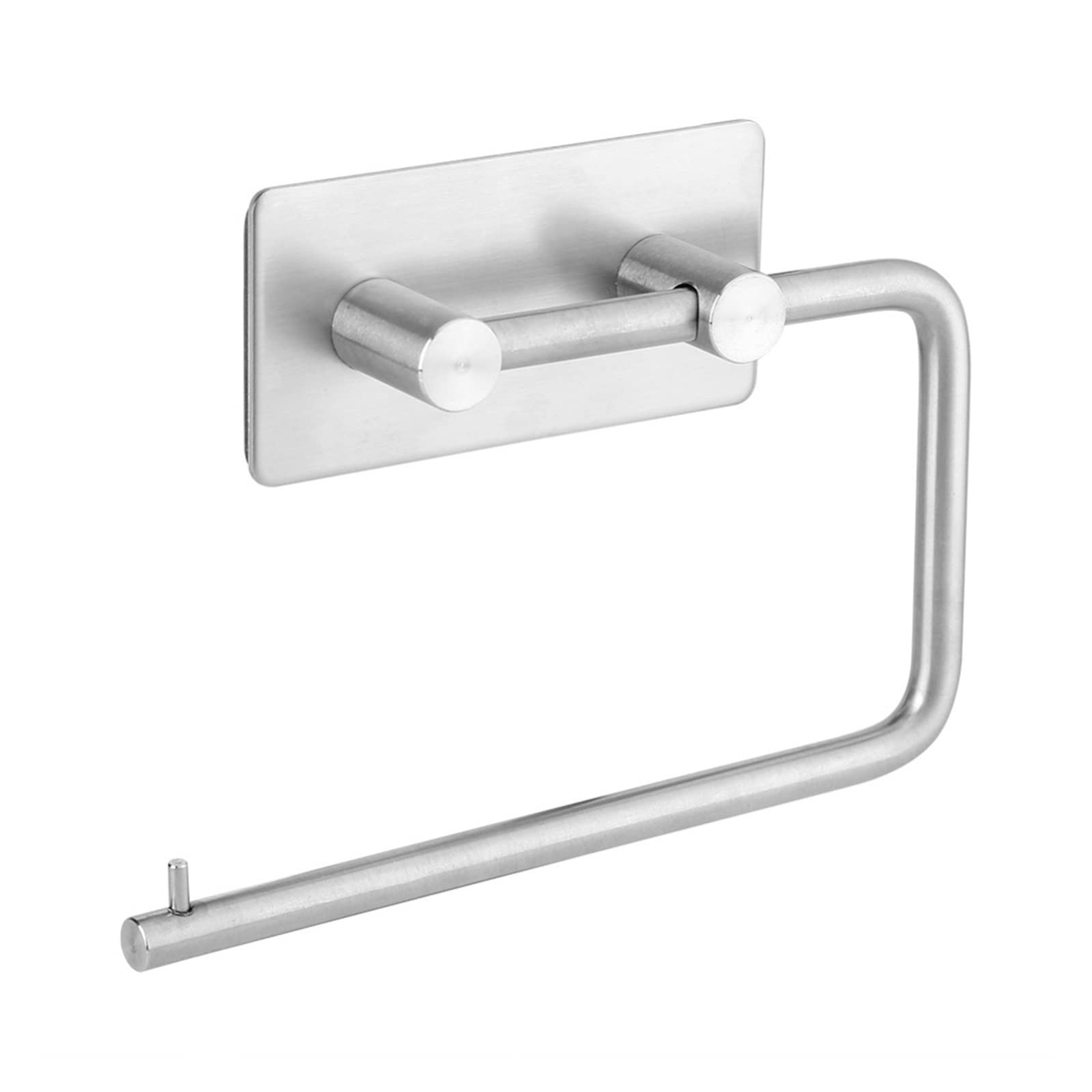 Stainless Steel Wall Mounted Rotatable Toilet Paper Holder with Self-Adhesive - Silver Bathroom Tissue Roll Dispenser & Towel Hanger Rack for Home, RV, Office Restroom