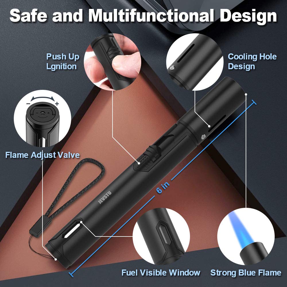 Windproof Torch Lighter for Grill & Survival - Adjustable Flame, Fuel Window - Perfect for Outdoor Cooking & Camping