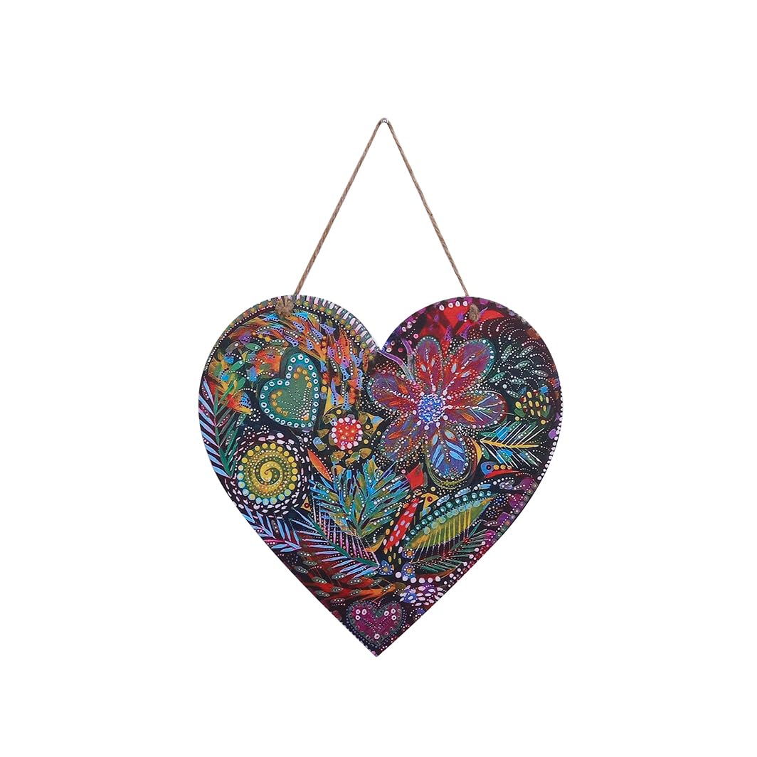 FKKA Farmhouse Front Porch Decor - Harvest Garden Metal Heart Wall Art for Bedroom & Living Room - Light Purple Rustic Home Decor with Easy Hanging Rope - Perfect Housewarming Gift for Fall & Christmas Decorations