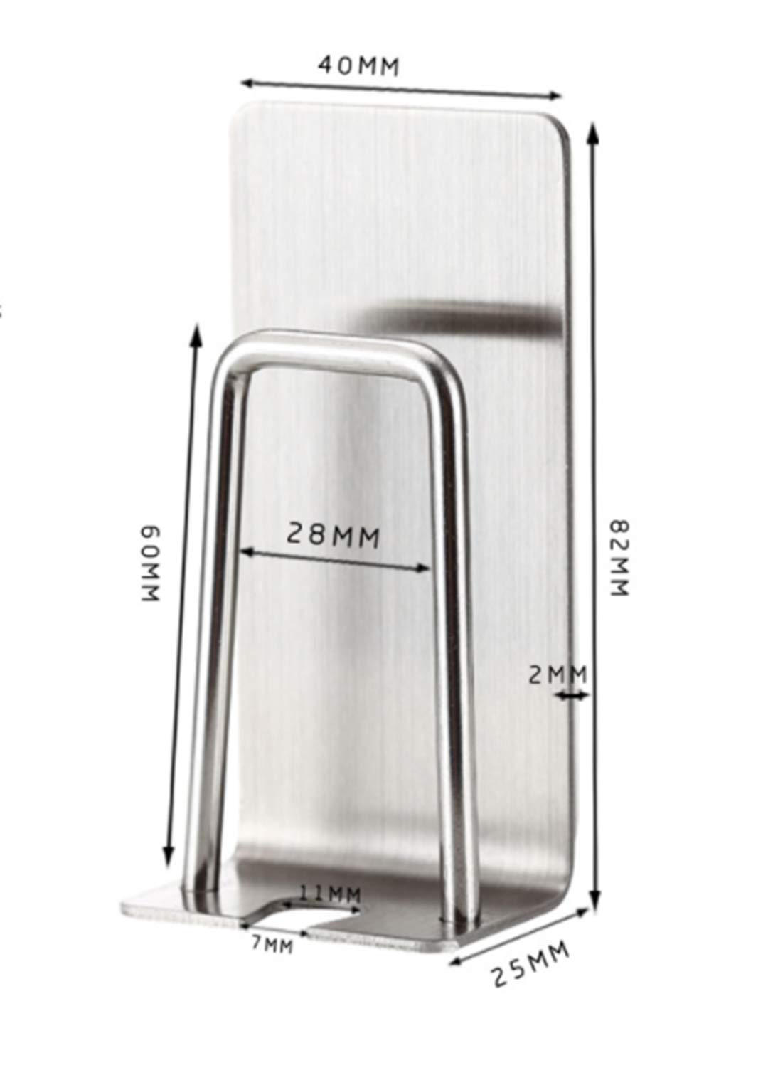 Stainless Steel Wall-Mounted Toothbrush Holder with Self-Adhesive - 4 Pack for Bathroom Organization | Space-Saving Toothbrush & Cup Storage Solution for Home, Apartment, Dorm