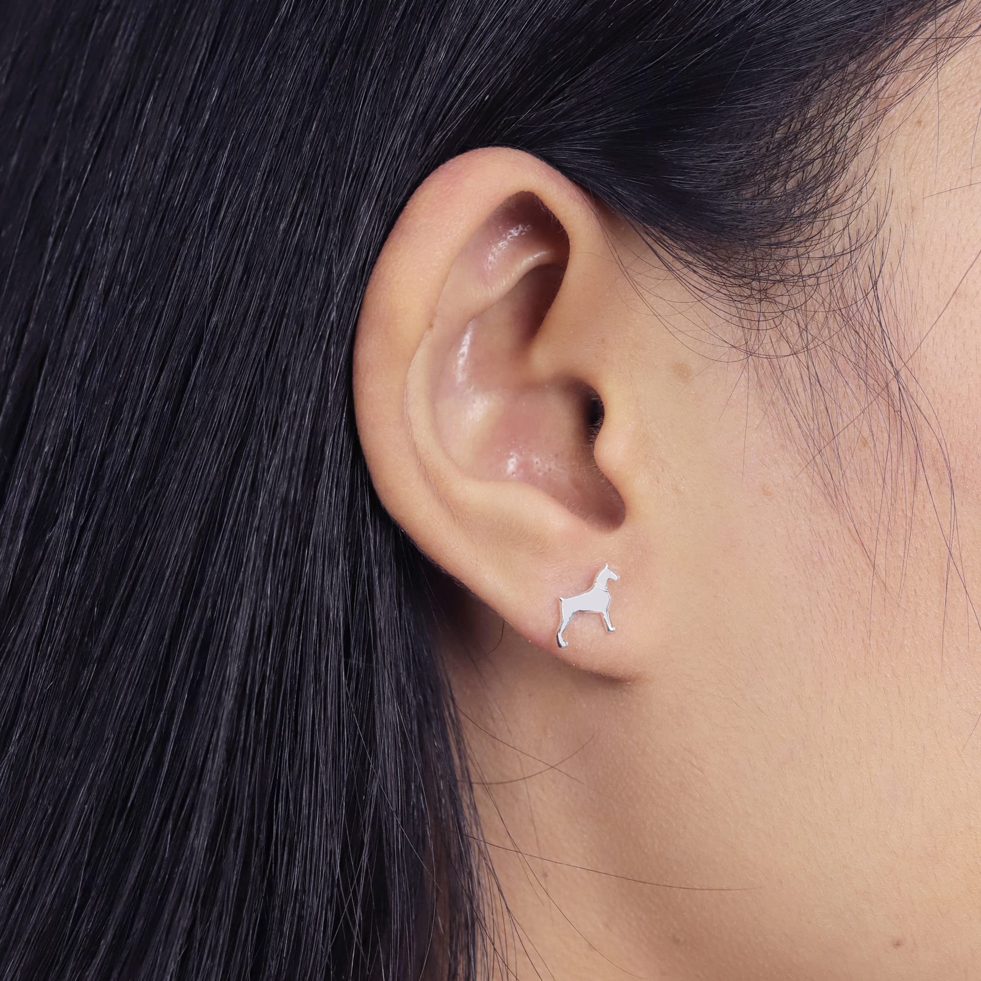 Sterling Silver Doberman Stud Earrings for Dog Lovers - Perfect Gift for Pet Owners