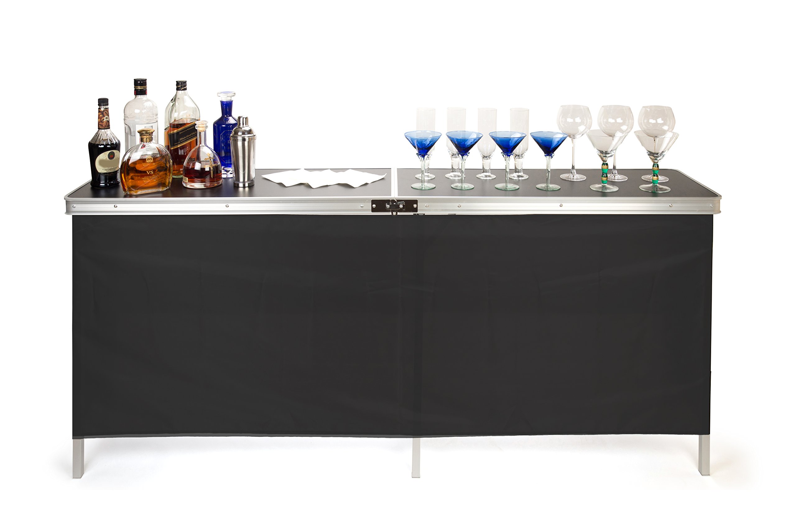Trademark Innovations Portable Bar Table - Lightweight & Foldable Black Countertop for Outdoor, Indoor, & Party Use