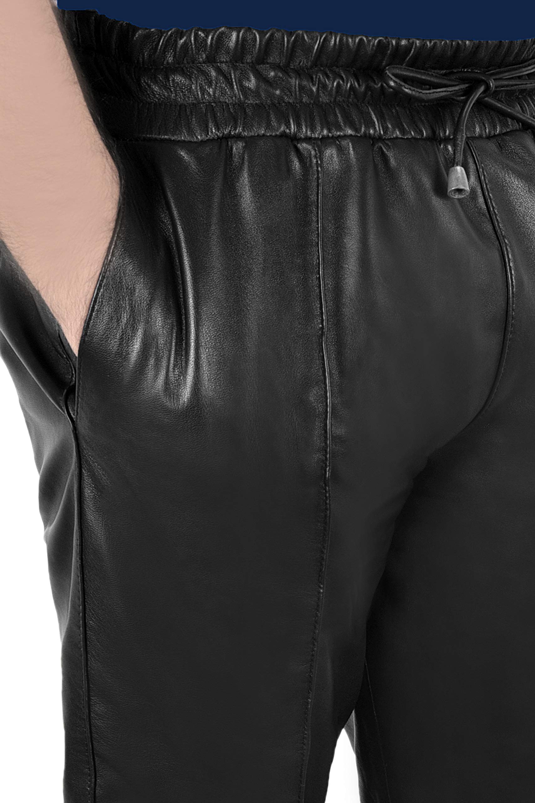 Premium Men's Slim Fit Jogger Pants - Soft Lambskin Leather Jogging Bottoms for Casual & Athletic Wear | Style 1073 | Perfect for Gym, Lounge & Street Fashion